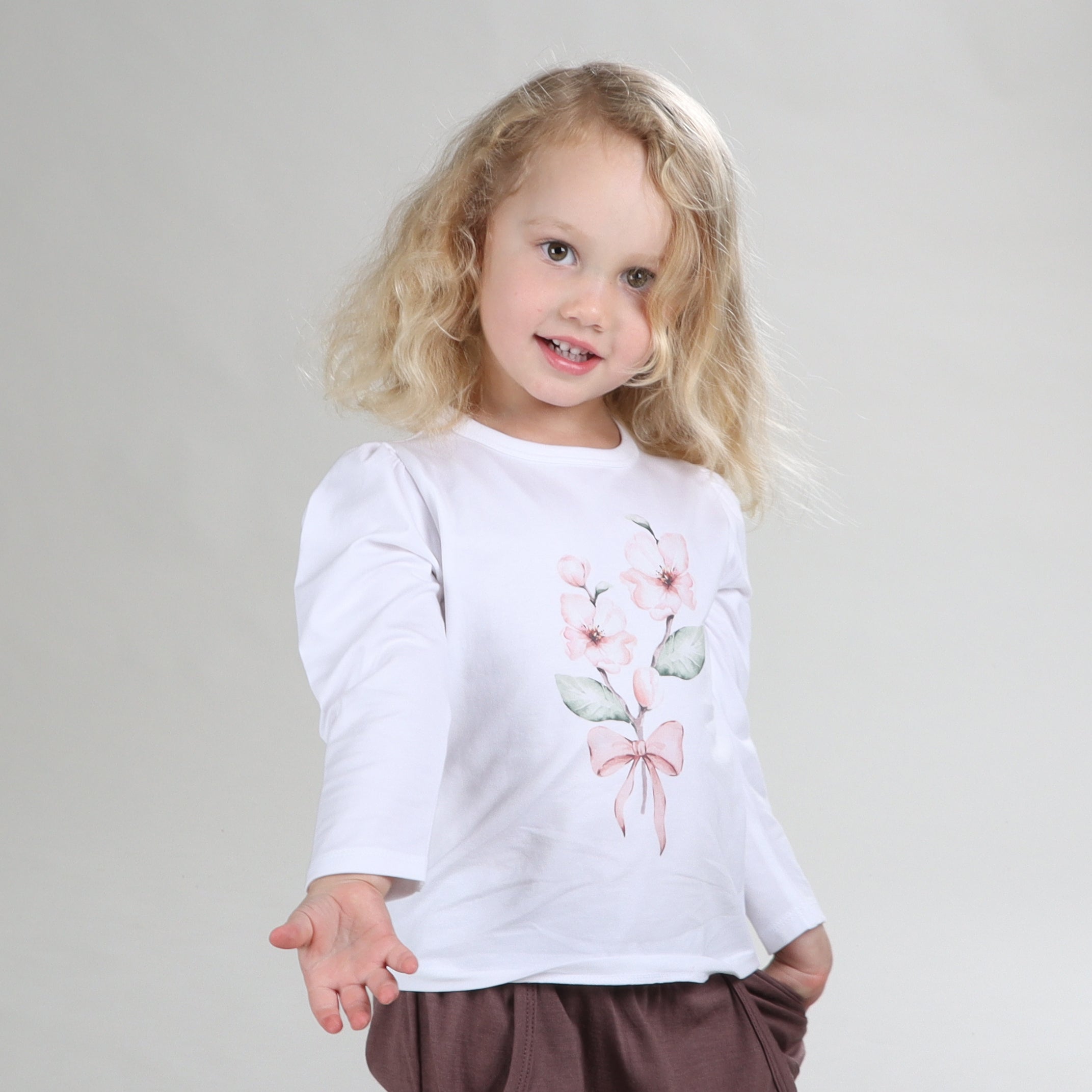 Cotton Long Sleeve Top 12mth Floral - Little Bee by Dimples