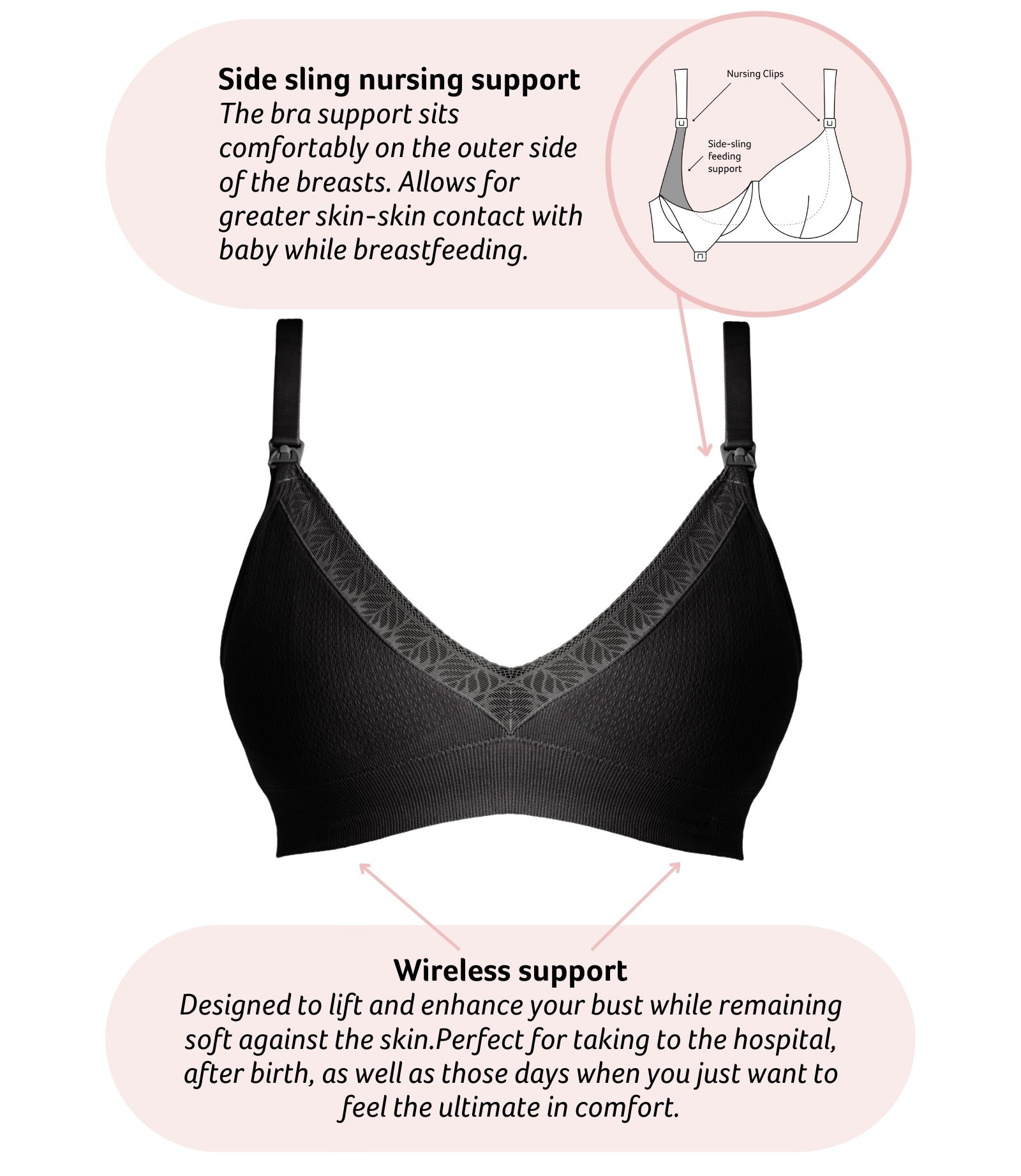 Hotmilk Caress FlexFit Nursing Bra - Busty Black L Full Cup - Hotmilk