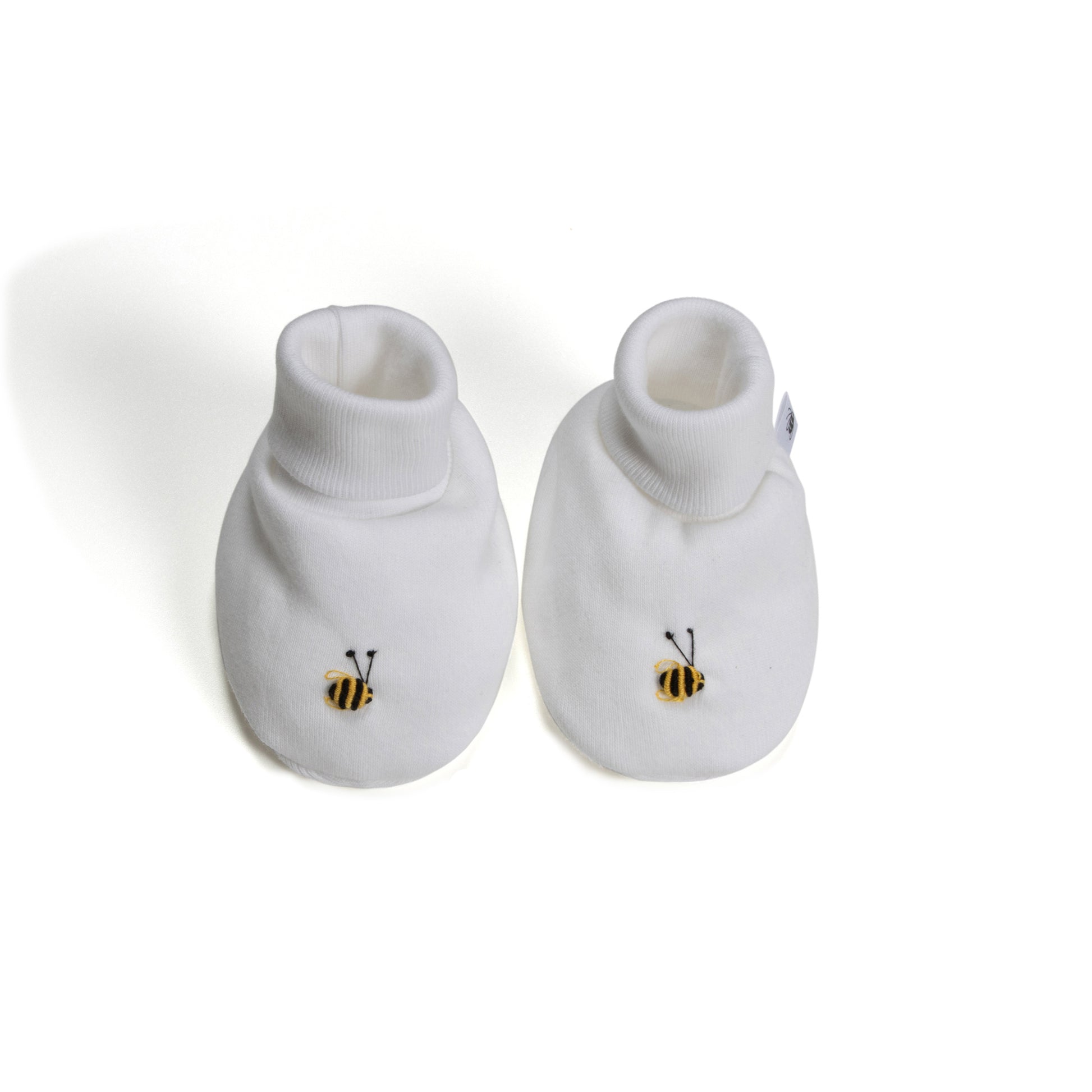 Cotton Booties NB White Bee - Dimples