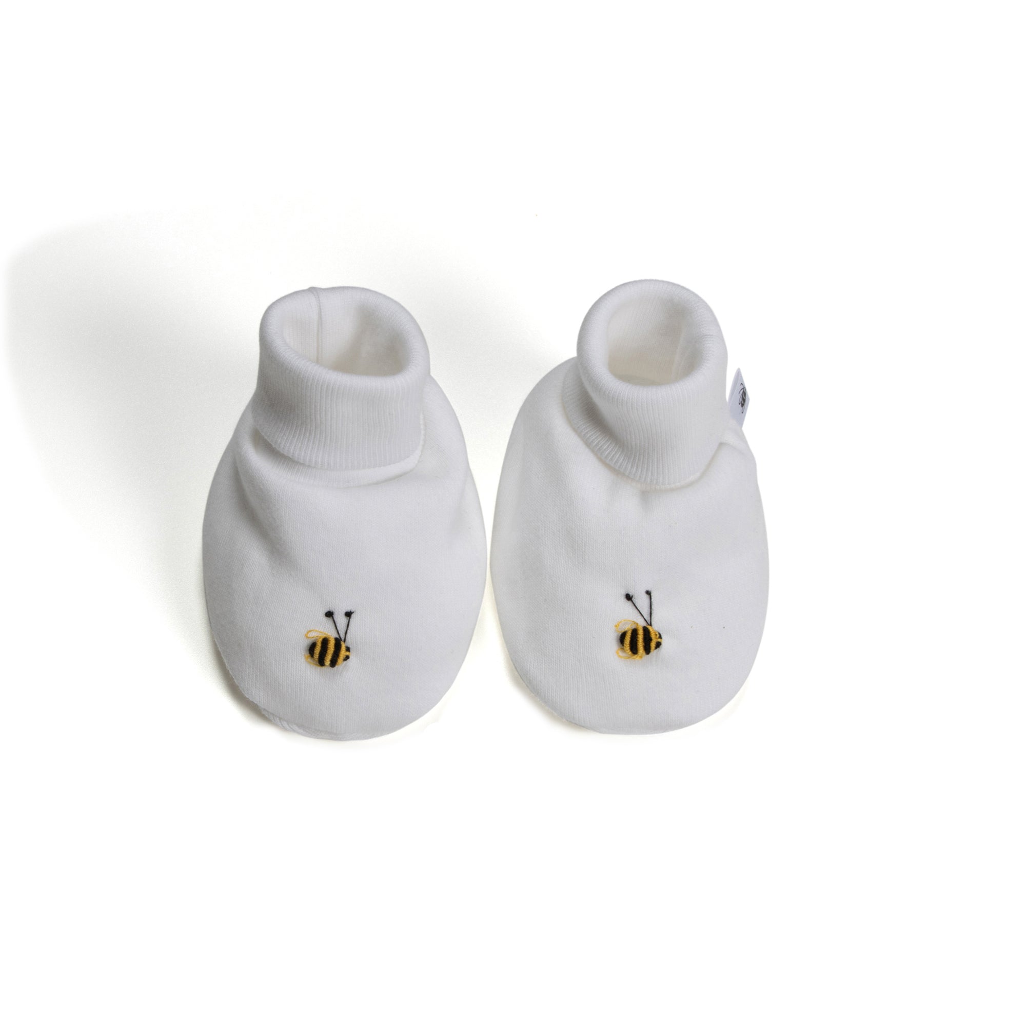 Cotton Booties NB White Bee - Dimples