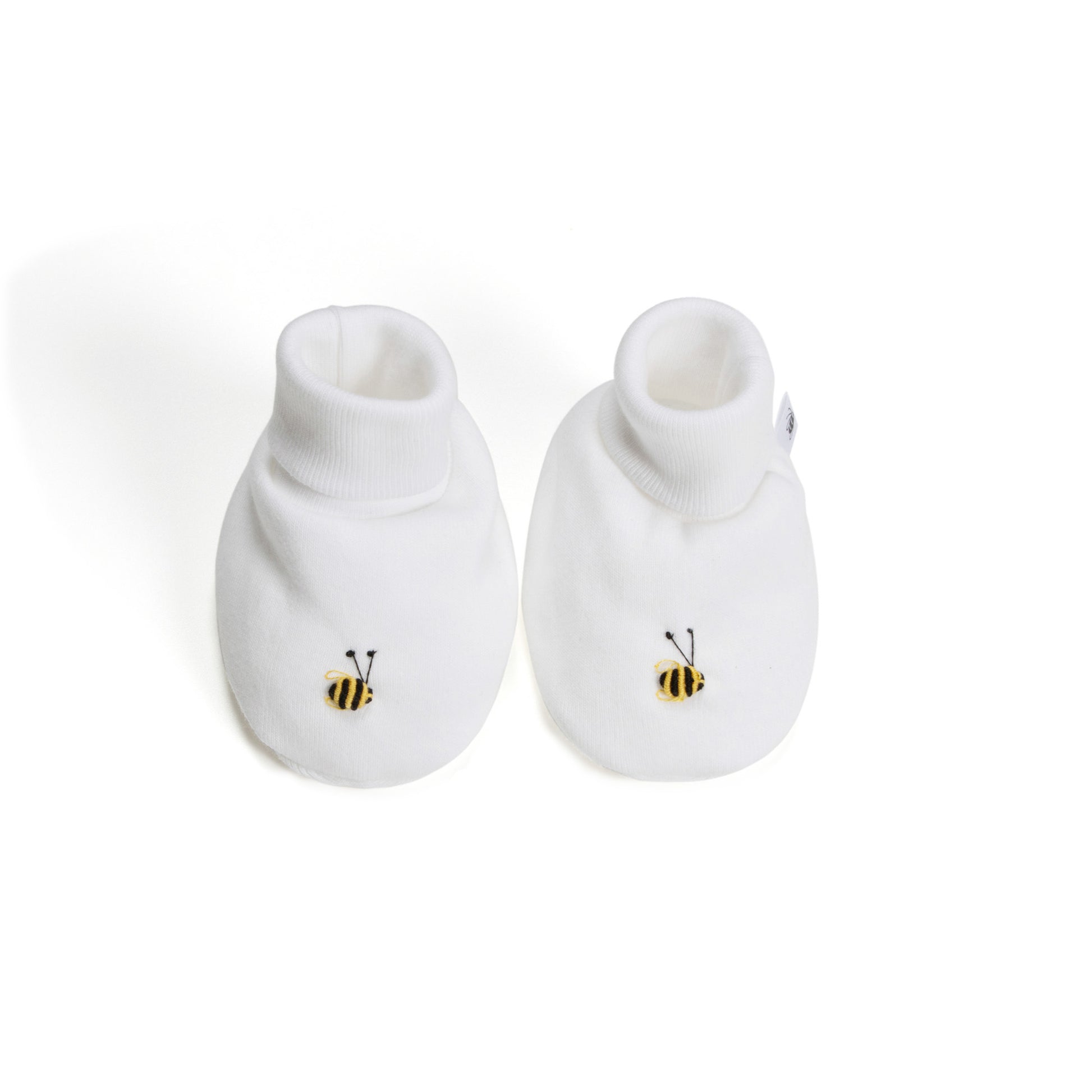 Cotton Booties NB White Bee - Dimples