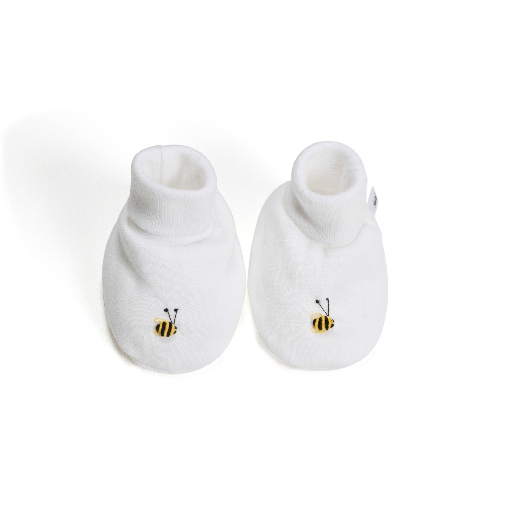 Cotton Booties NB White Bee - Dimples