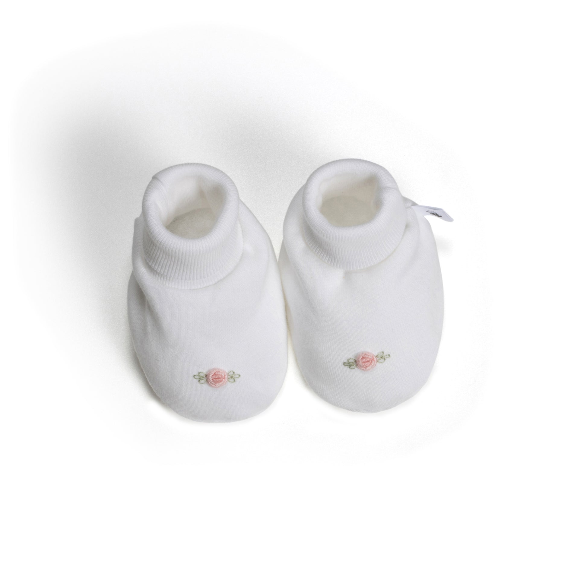 Cotton Booties NB White Rose - Dimples
