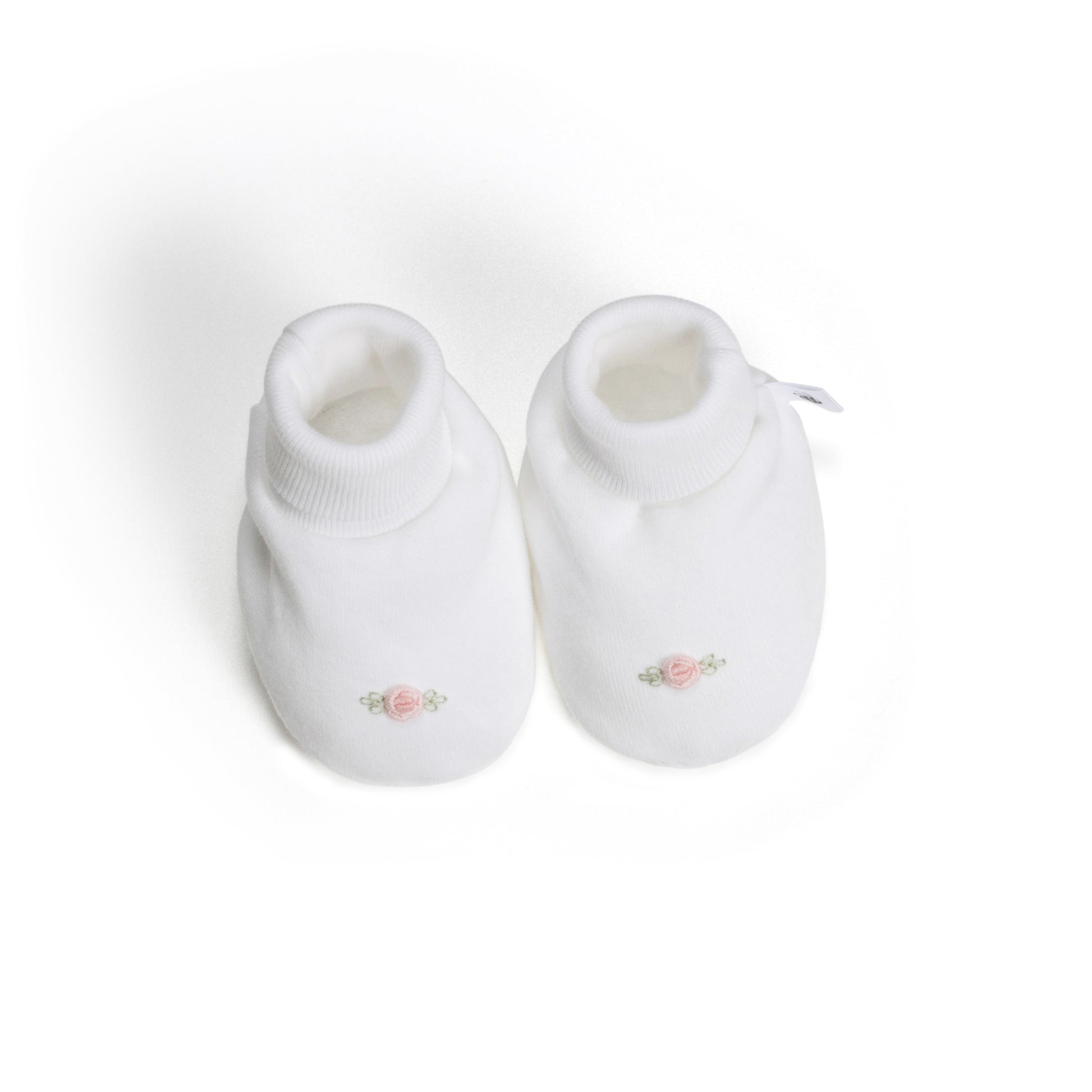Cotton Booties NB White Rose - Dimples