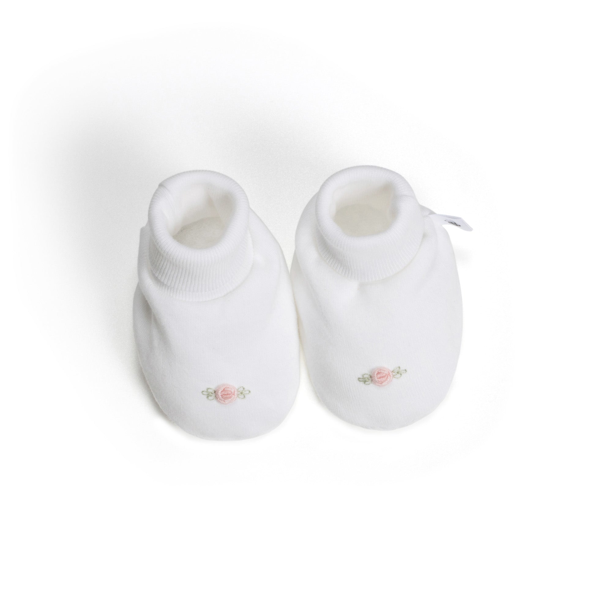 Cotton Booties NB White Rose - Dimples