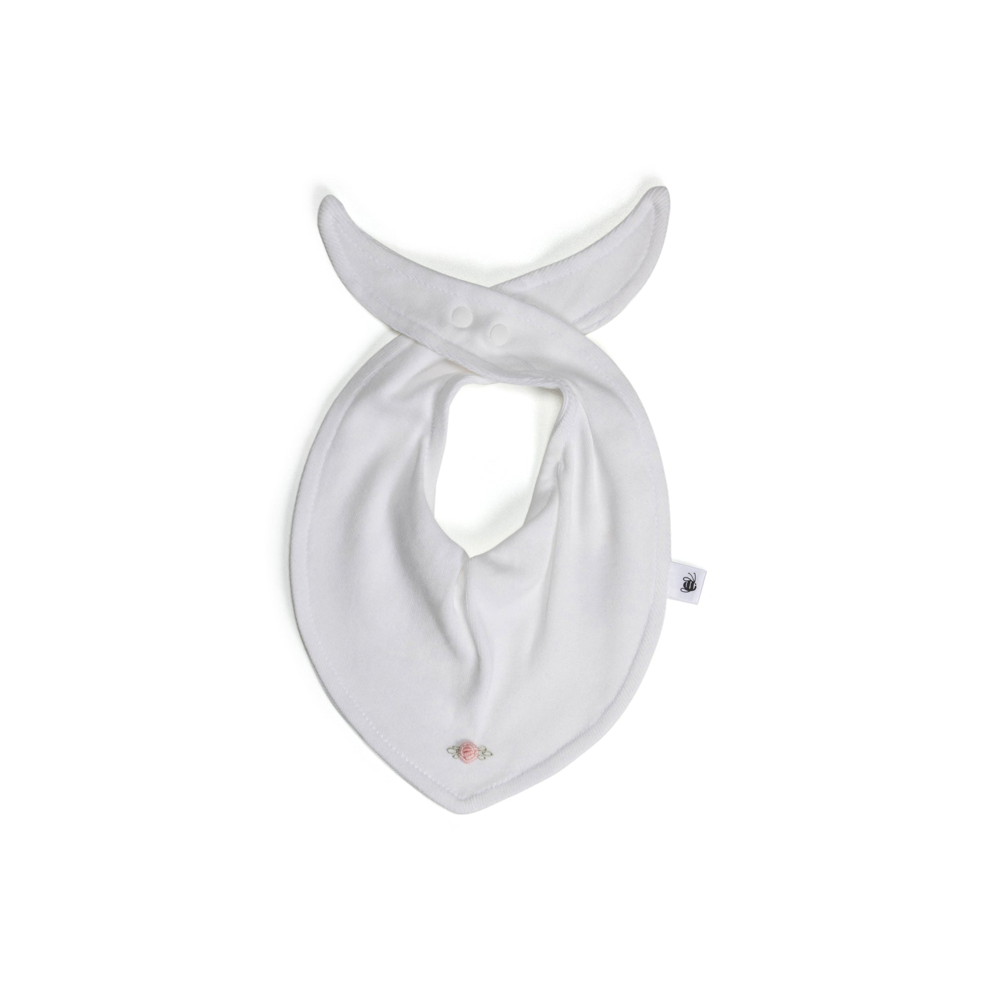 Cotton Bib O/Size White Rose - Dimples