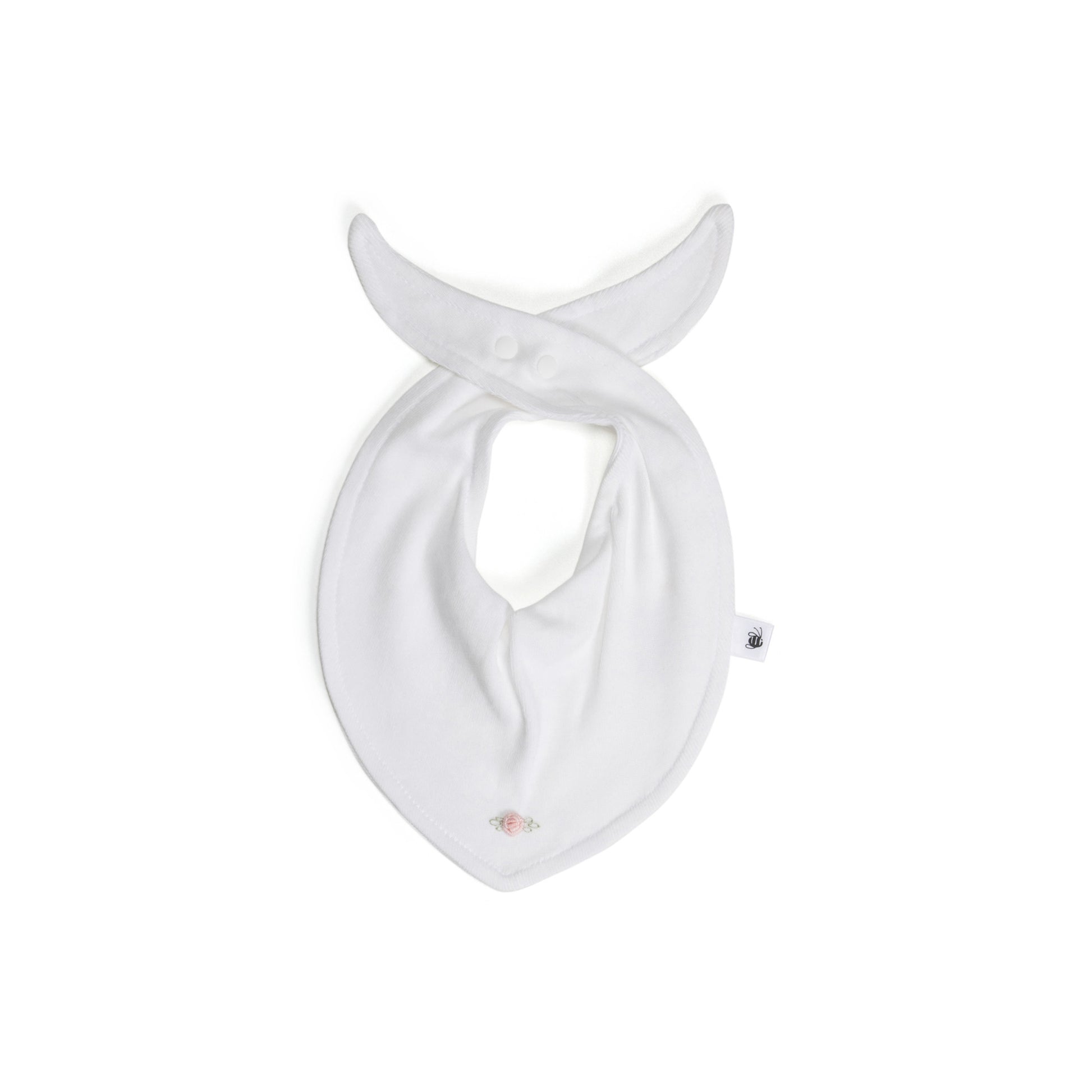 Cotton Bib O/Size White Rose - Dimples