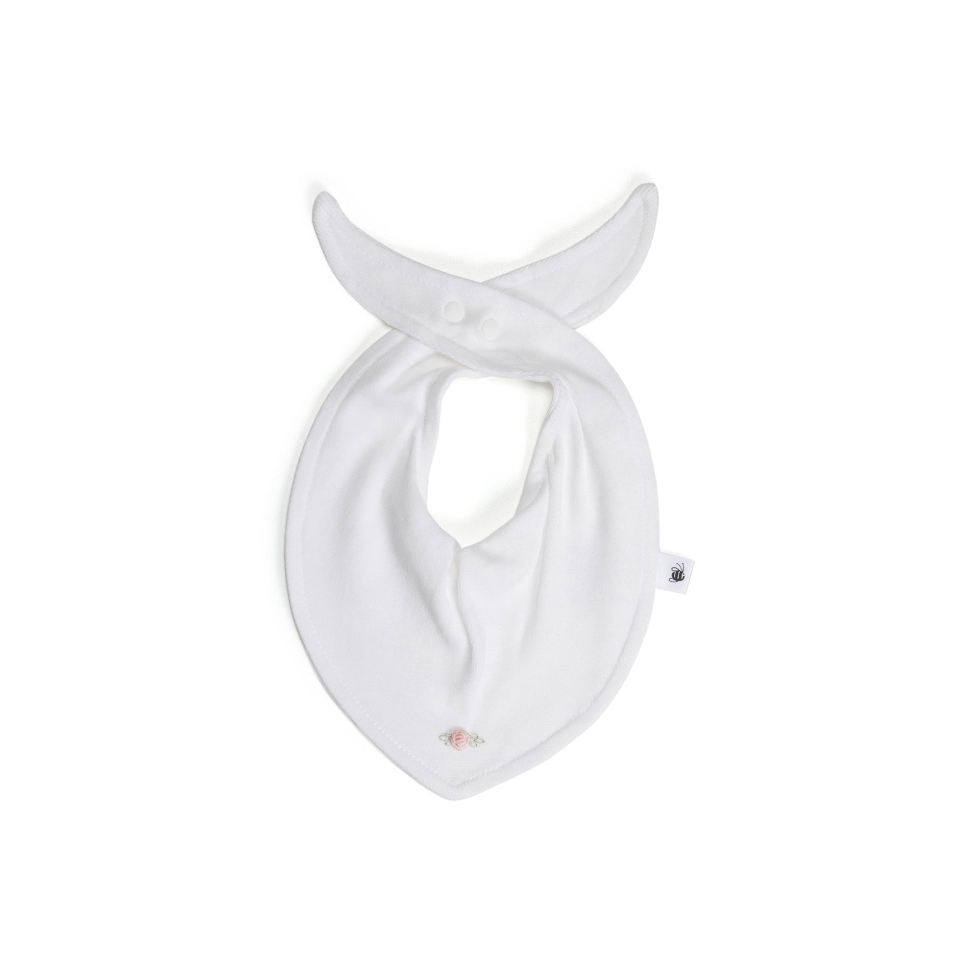 Cotton Bib O/Size White Rose - Dimples