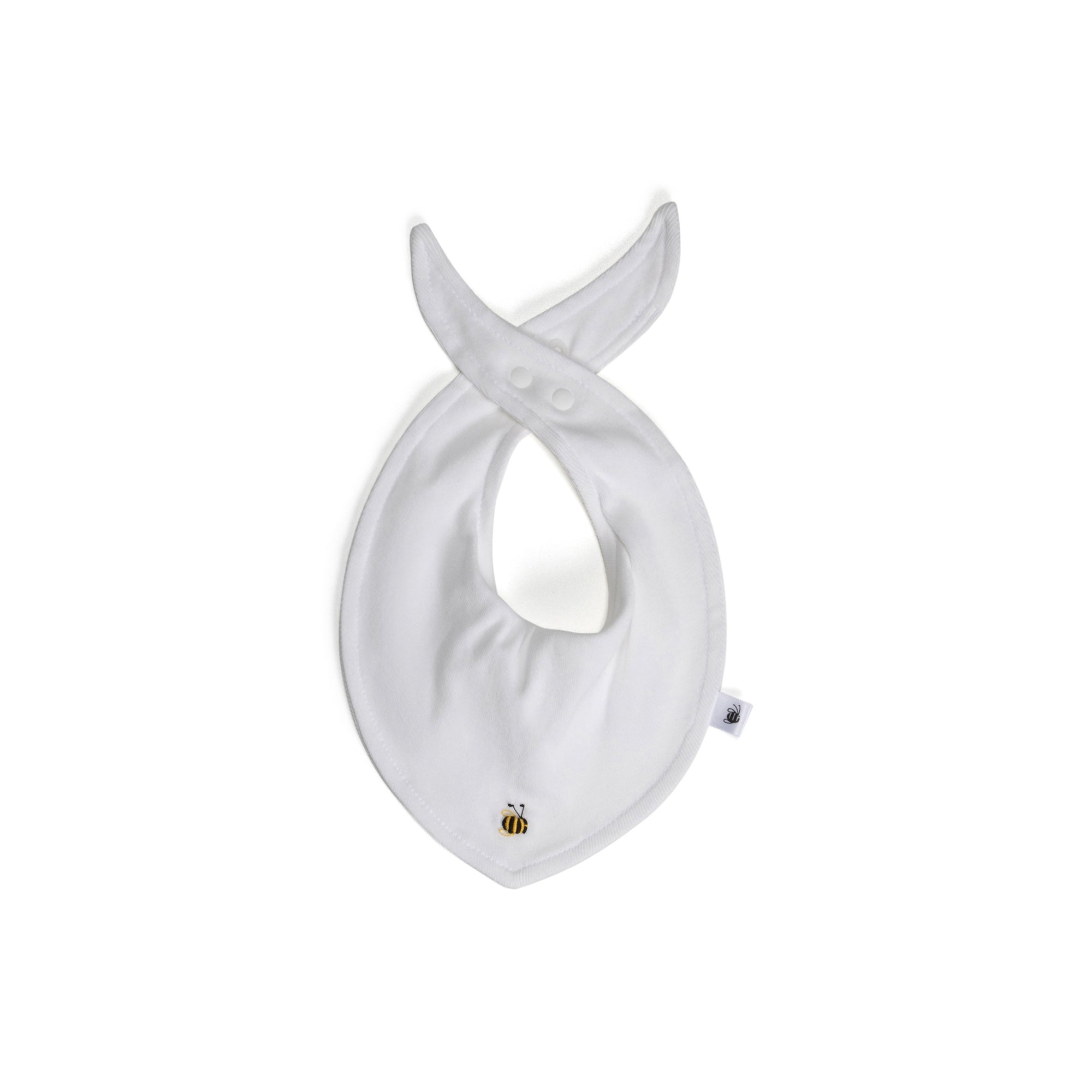 Cotton Bib O/S White Bee - Dimples