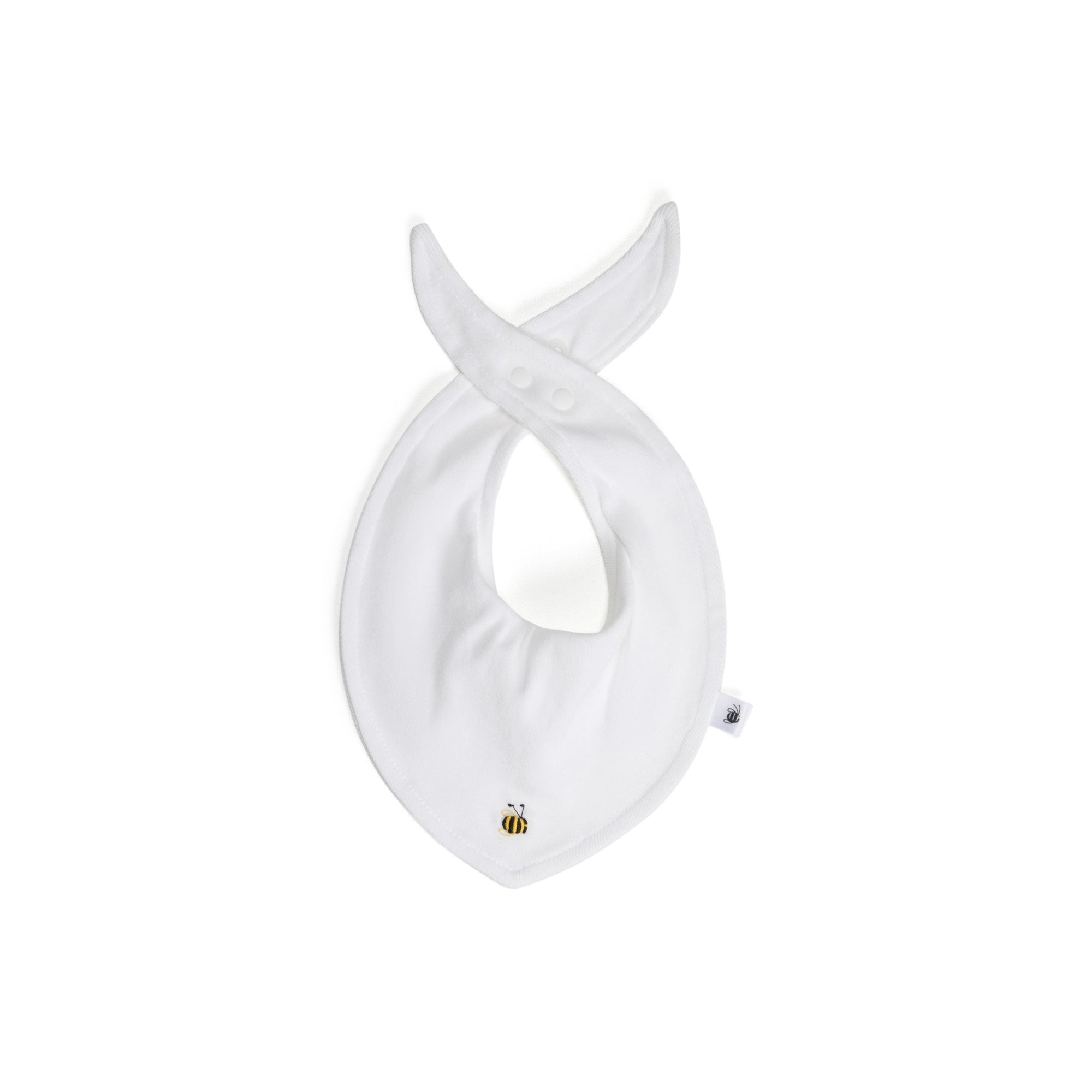 Cotton Bib O/S White Bee - Dimples