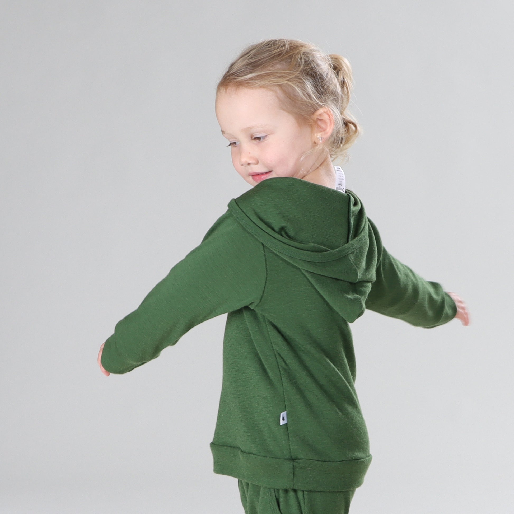 Merino Hoody 12mth Evergreen - Dimples