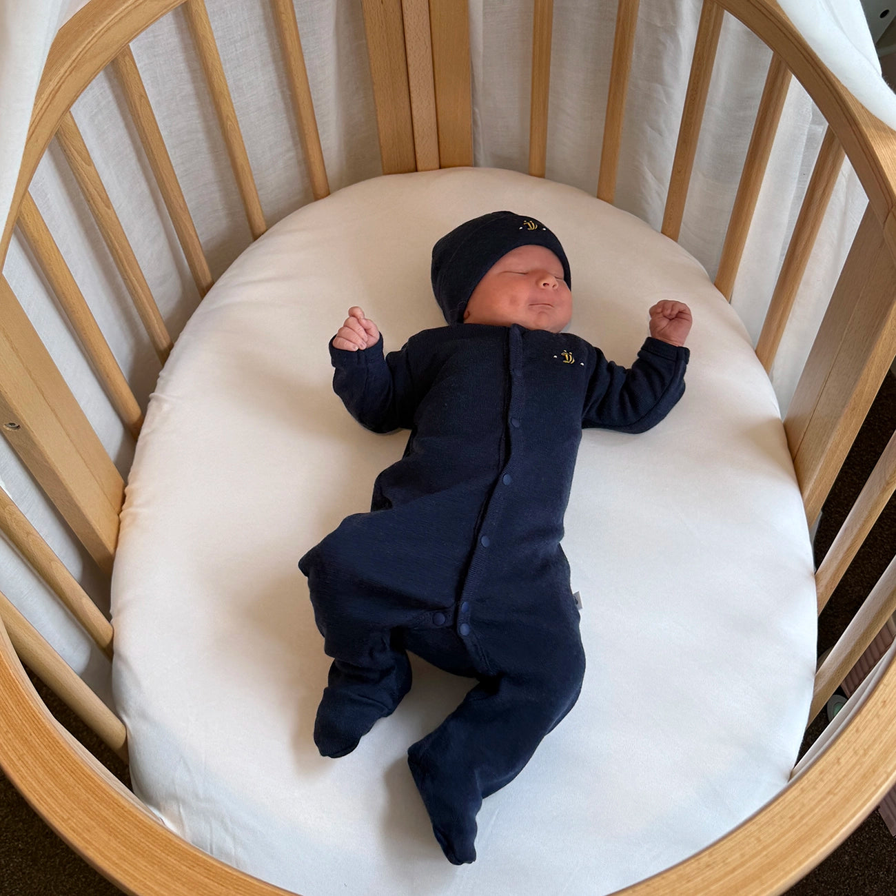 Merino Babygrow 3mth Midnight Blue - Dimples