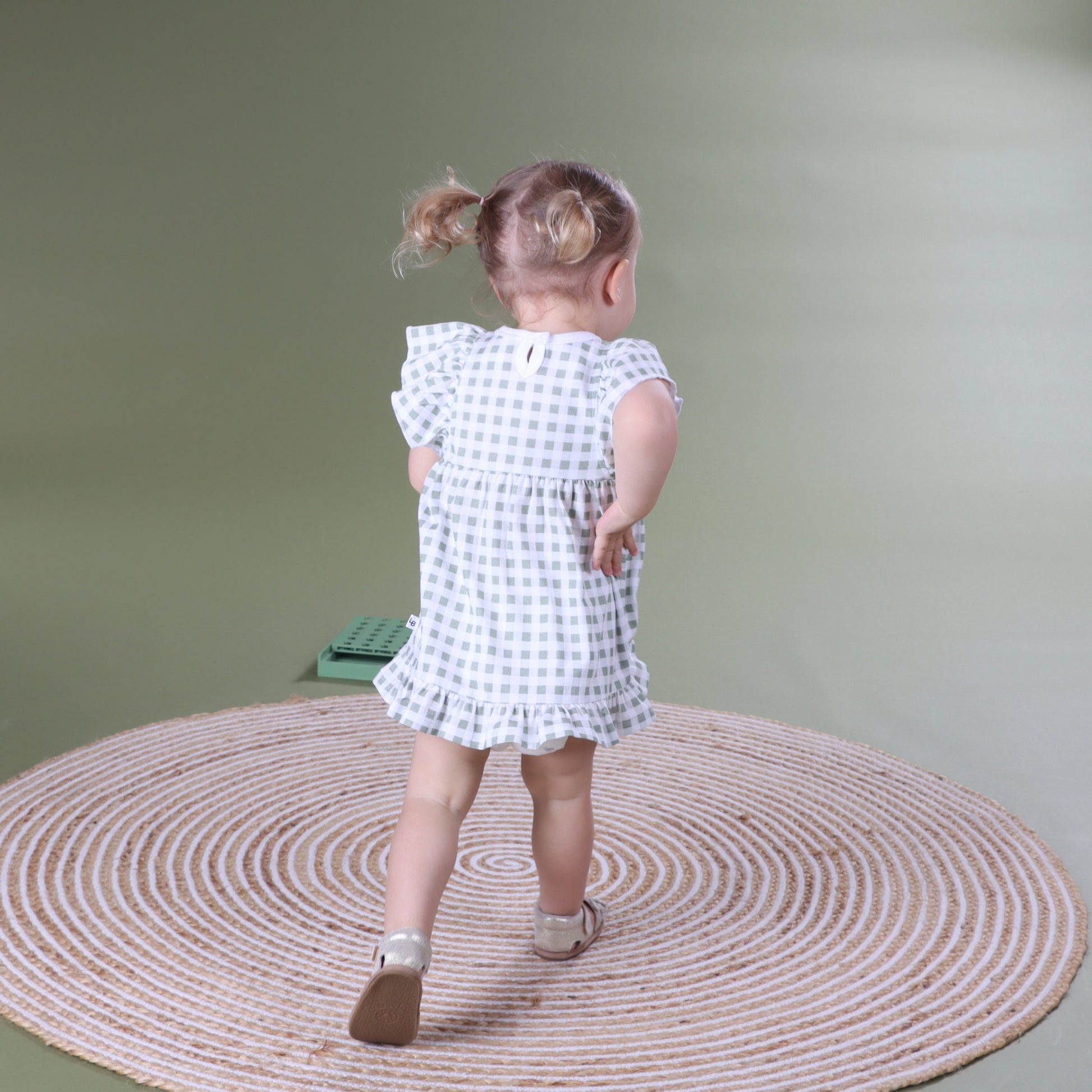 Cotton Frill Dress 3mth Green - Little Bee by Dimples