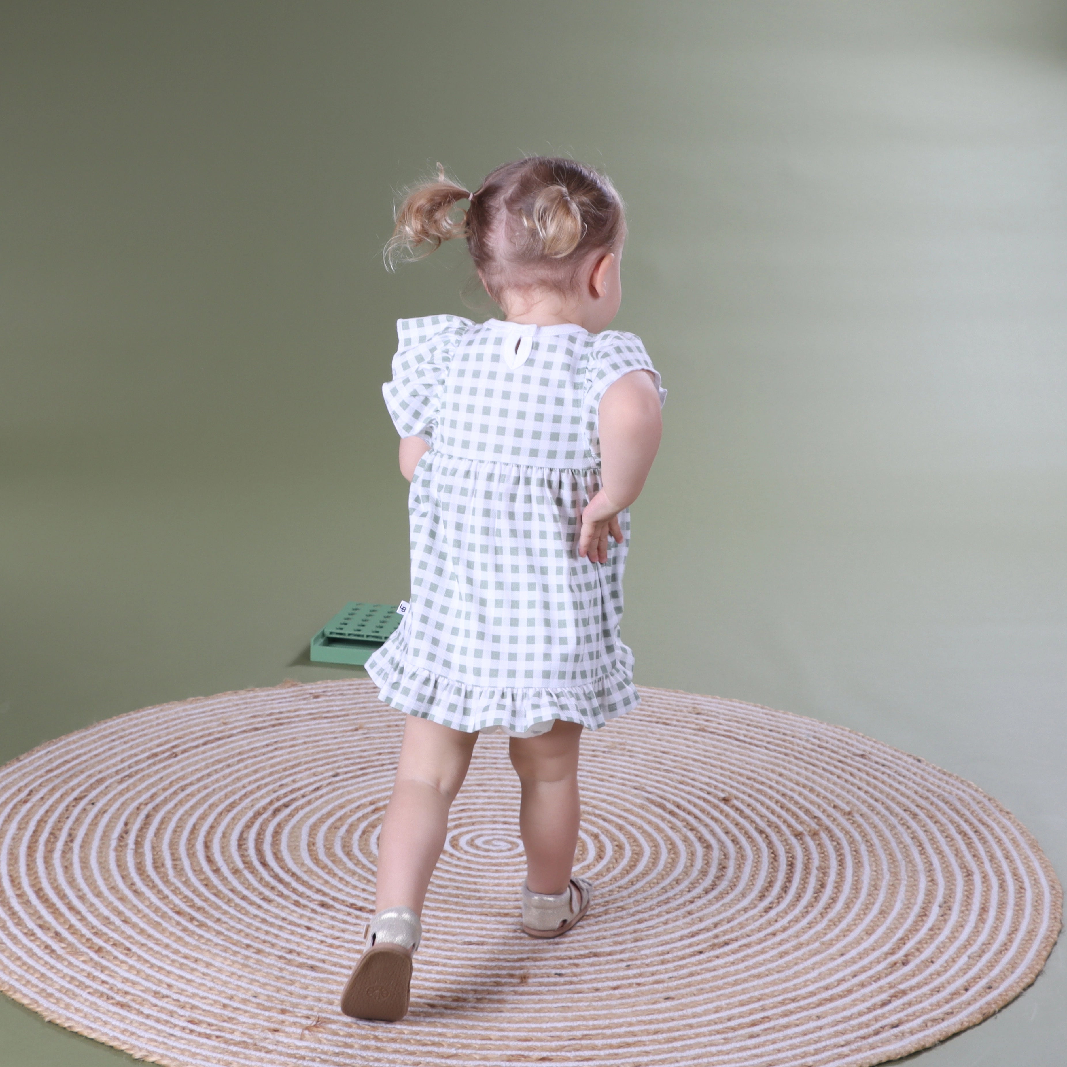 Cotton Frill Dress 3mth Green - Little Bee by Dimples