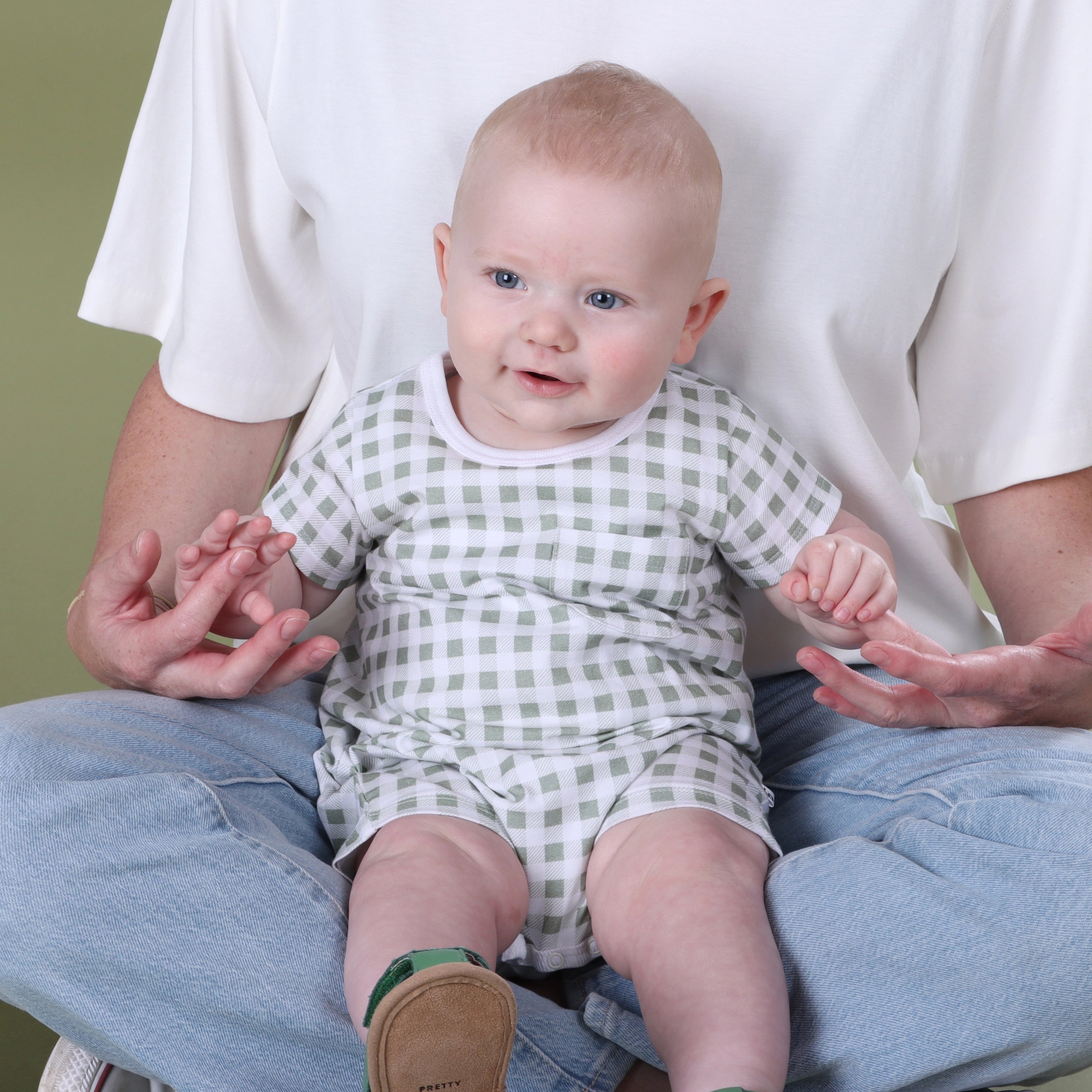 Cotton Romper NB Green - Little Bee by Dimples