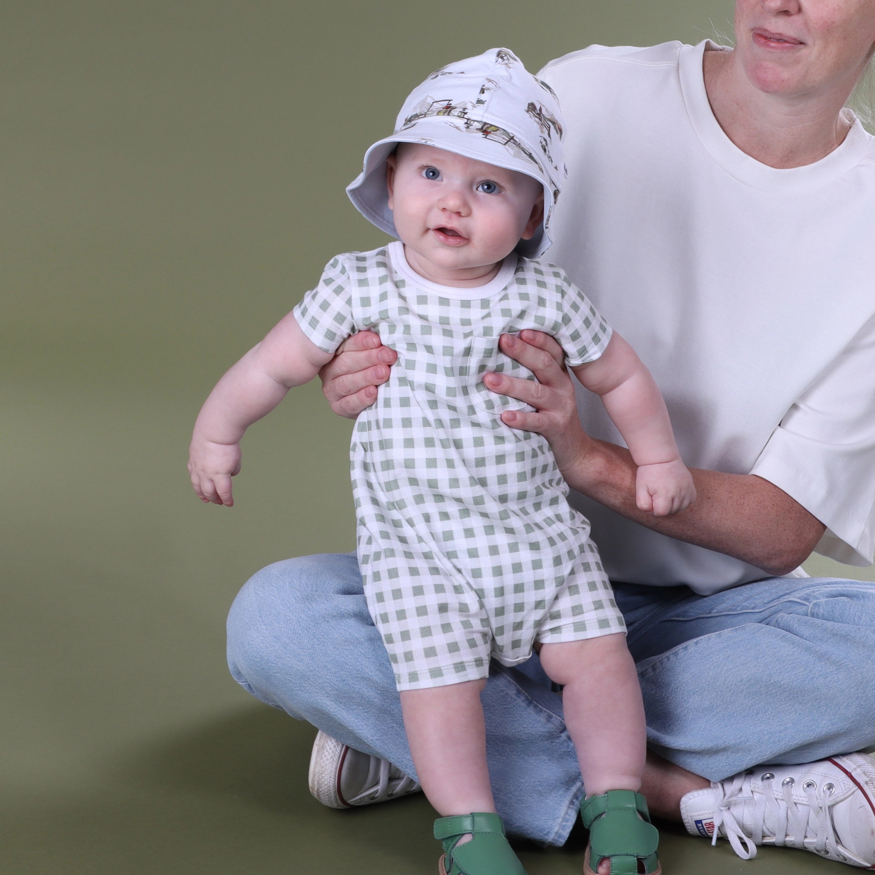 Cotton Romper NB Green - Little Bee by Dimples