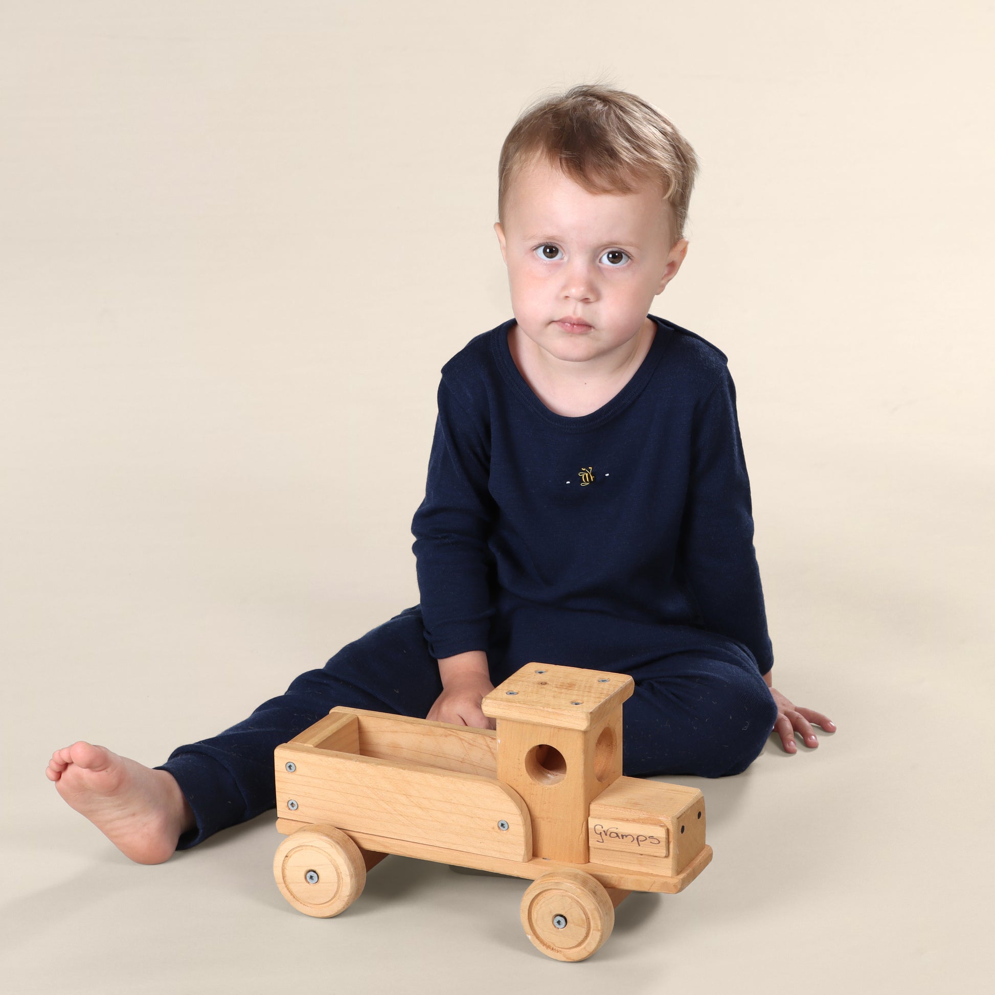 Merino Long Sleeve Top 12mth Midnight Blue - Dimples
