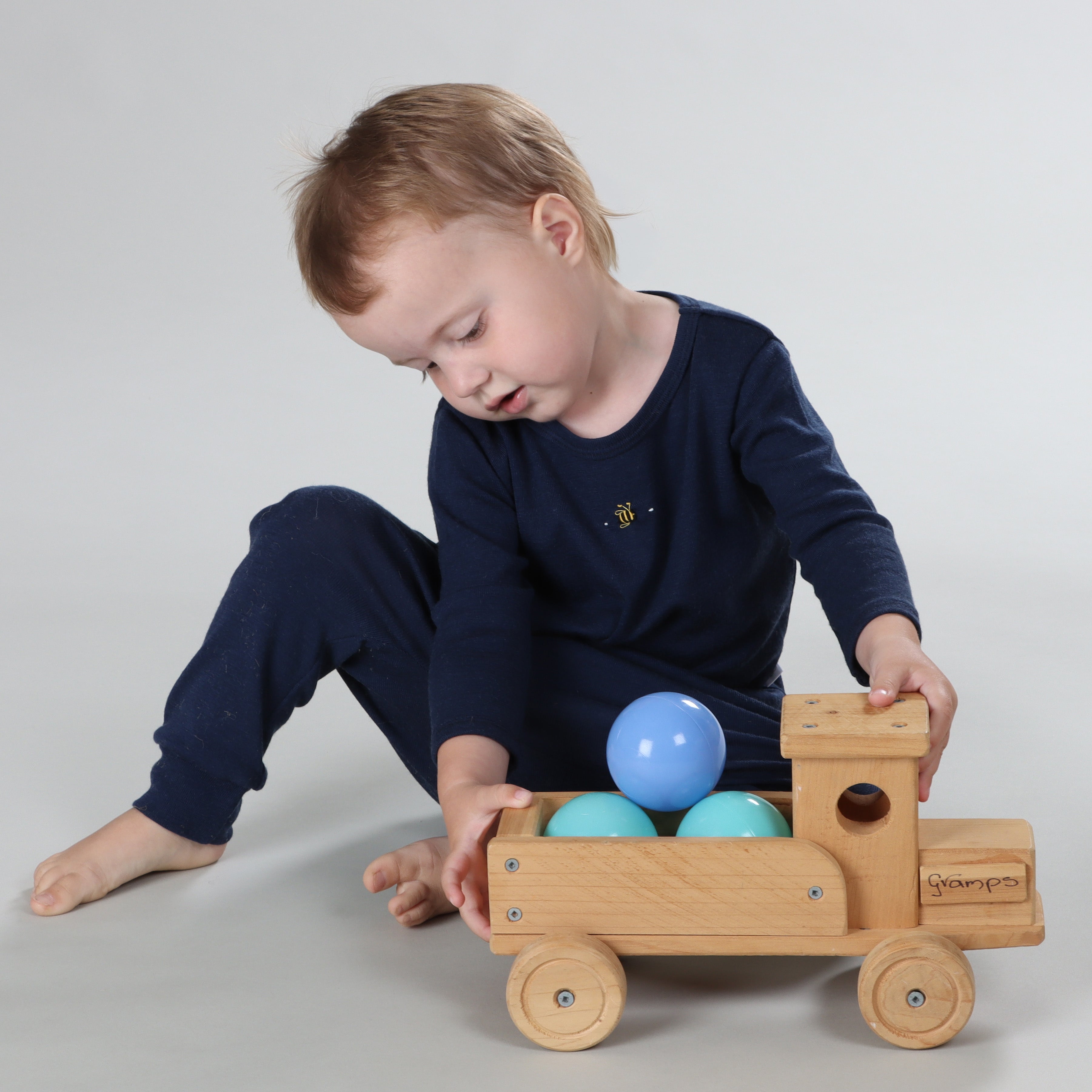 Merino Long Sleeve Top 12mth Midnight Blue - Dimples