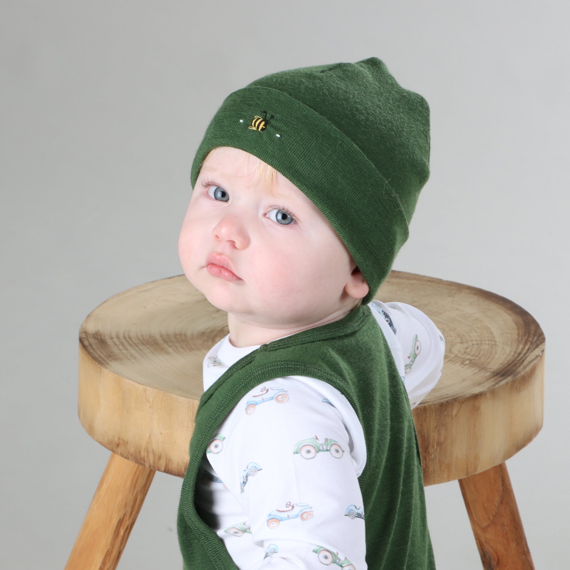 Merino Beanie L Evergreen - Dimples