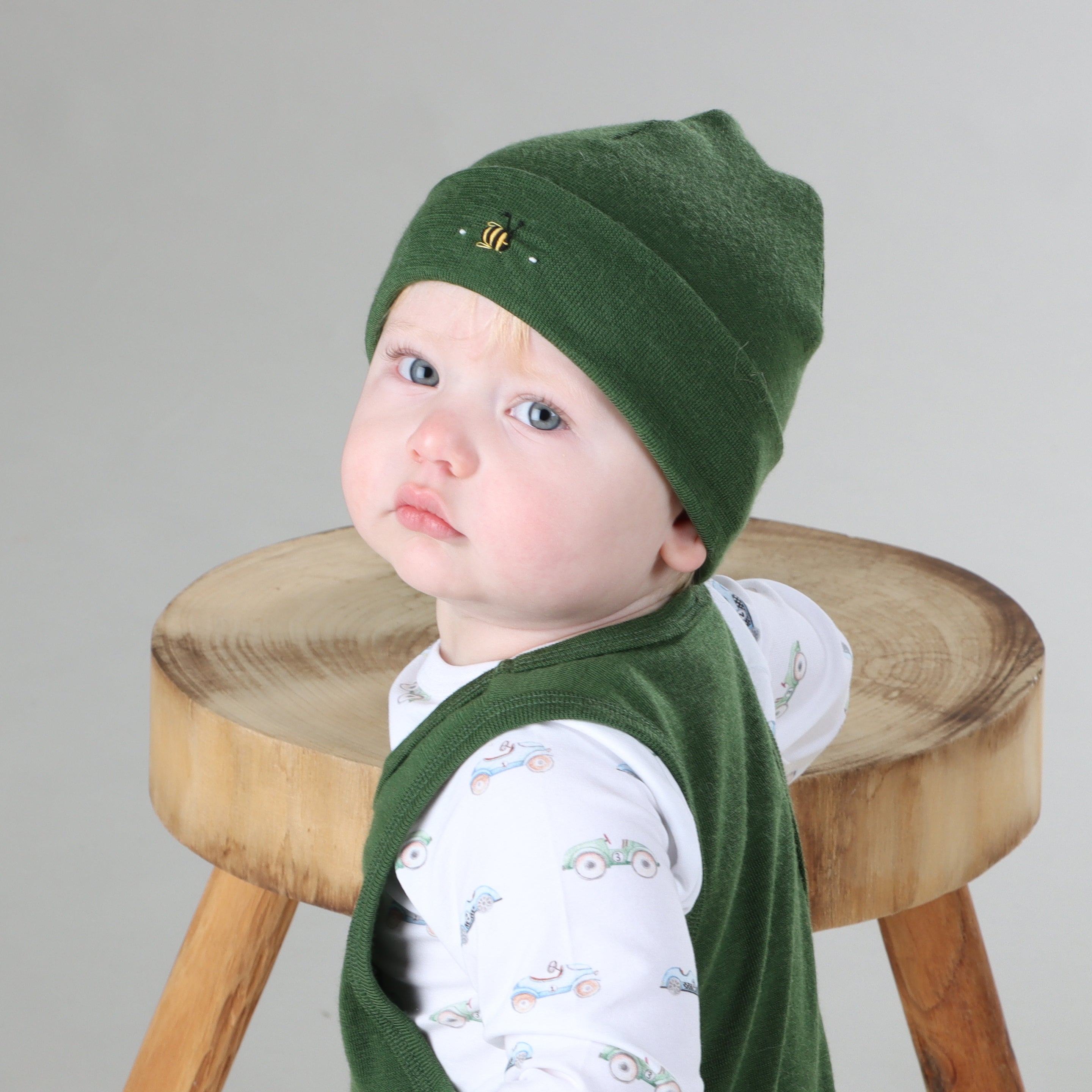 Merino Beanie L Evergreen - Dimples