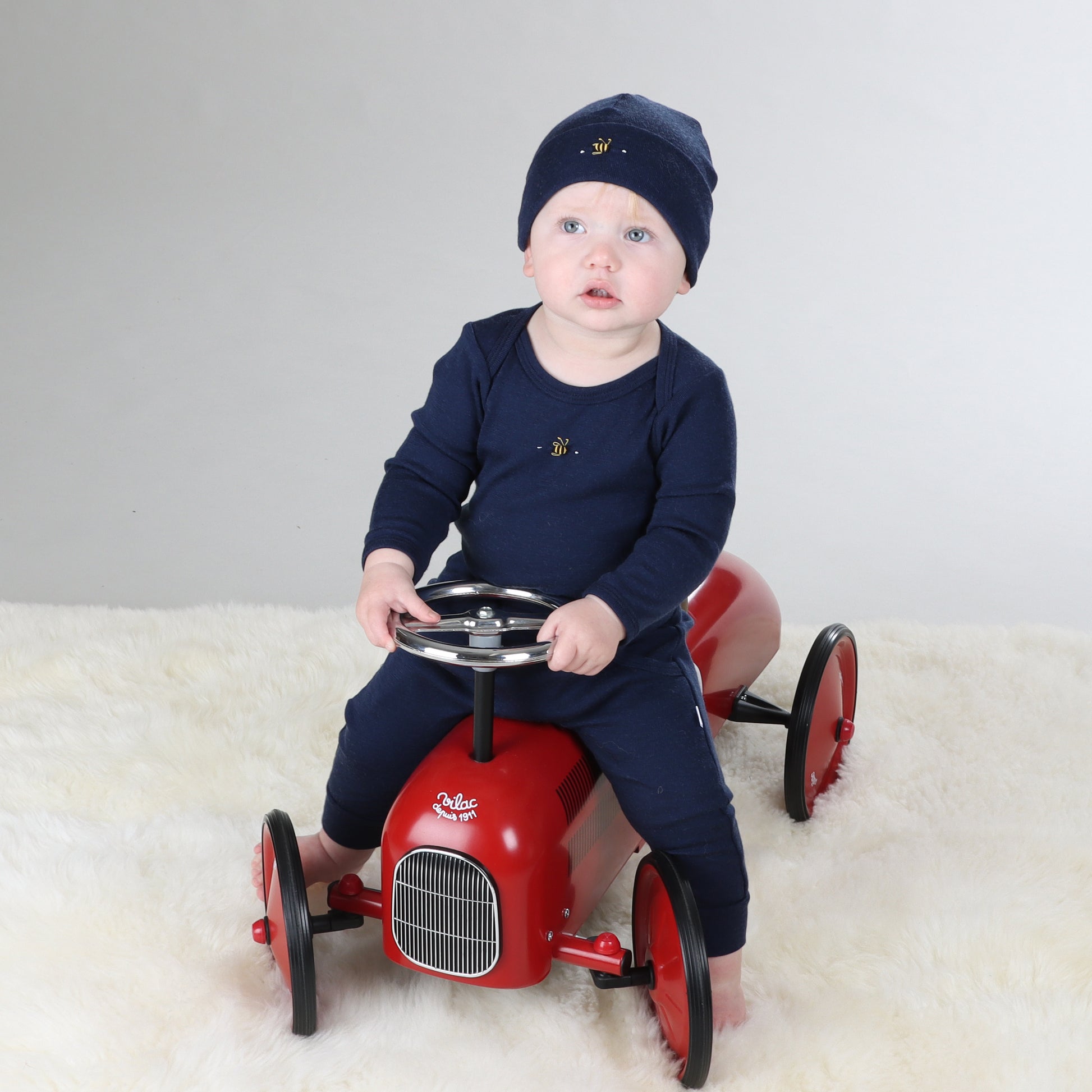Merino Long Sleeve Bodysuit 12mth Midnight Blue - Dimples