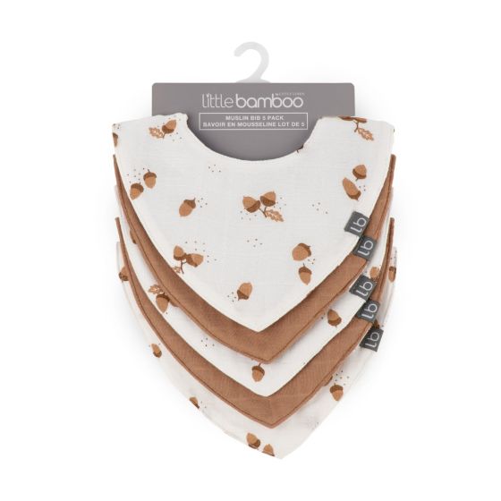 Little Bamboo Muslin Bib 5pk Iced Coffee - Little Bamboo