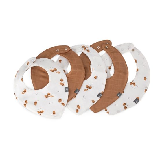 Little Bamboo Muslin Bib 5pk Iced Coffee - Little Bamboo