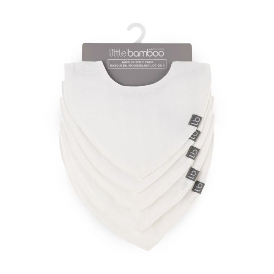 Little Bamboo Muslin Bib 5pk Natural - Little Bamboo