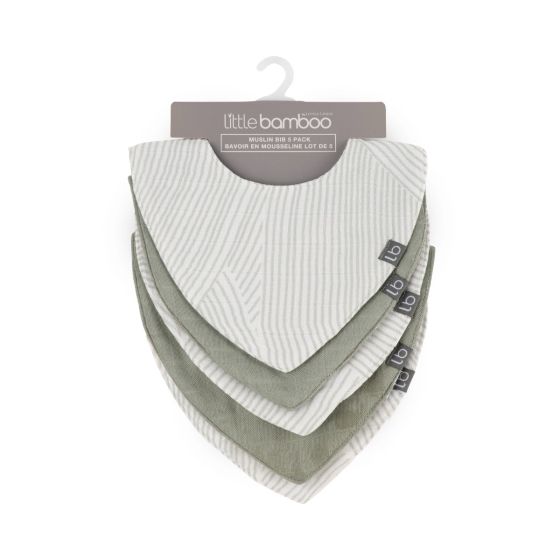 Little Bamboo Muslin Bib 5pk Bayleaf - Little Bamboo