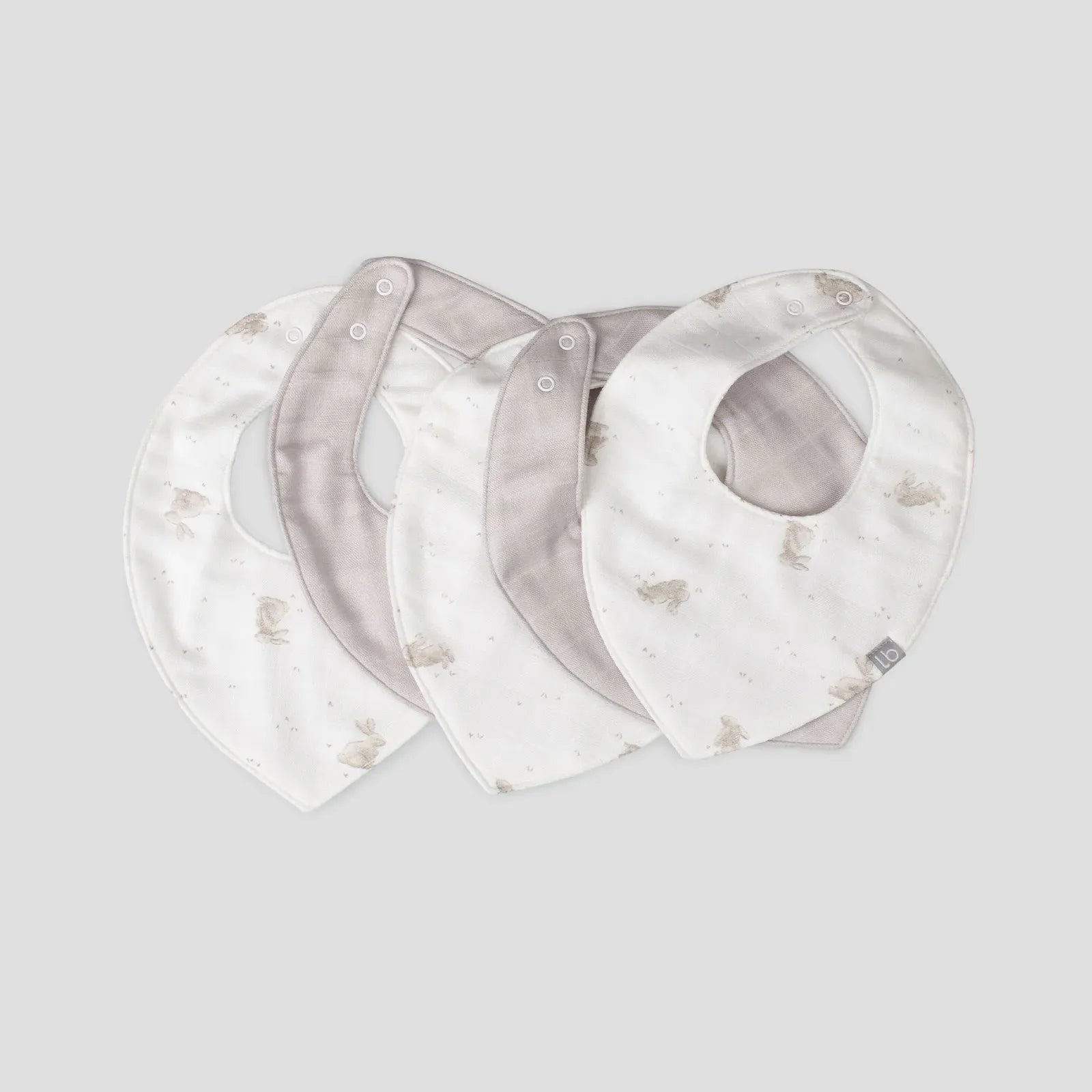 Little Bamboo Muslin Bib 5pk Stone Grey - Little Bamboo