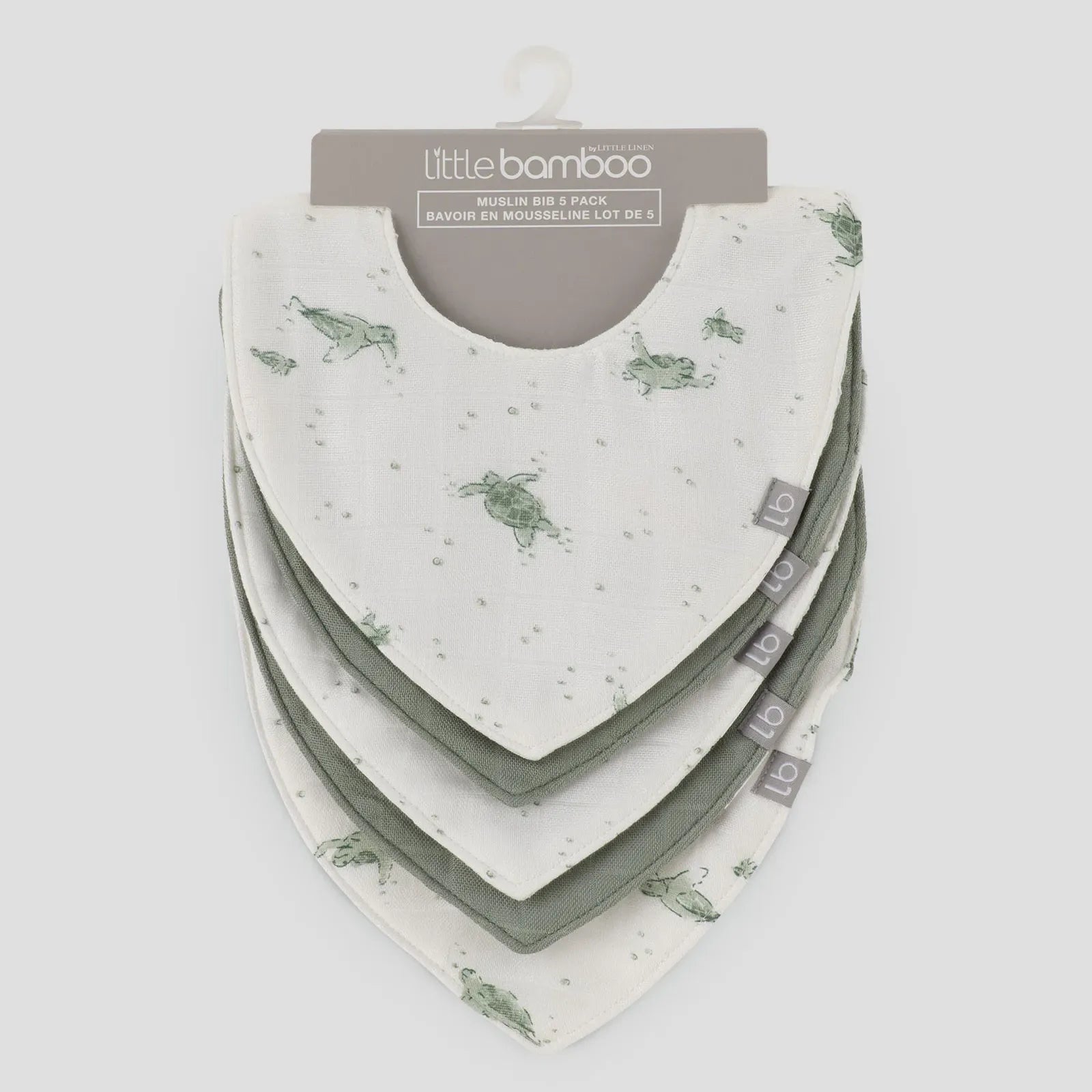 Little Bamboo Muslin Bib 5pk Turtle Bay - Little Bamboo