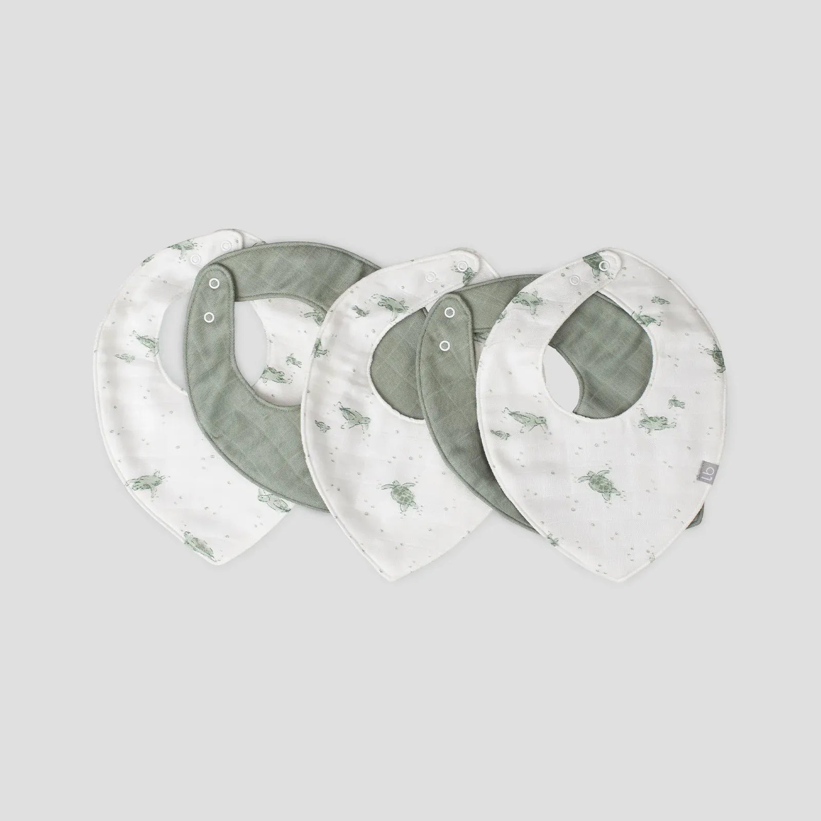 Little Bamboo Muslin Bib 5pk Turtle Bay - Little Bamboo