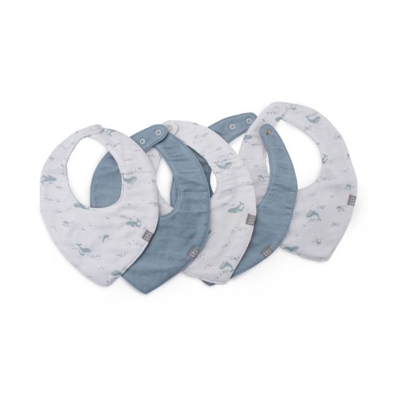 Little Bamboo Muslin Bib 5pk Retro Blue - Little Bamboo