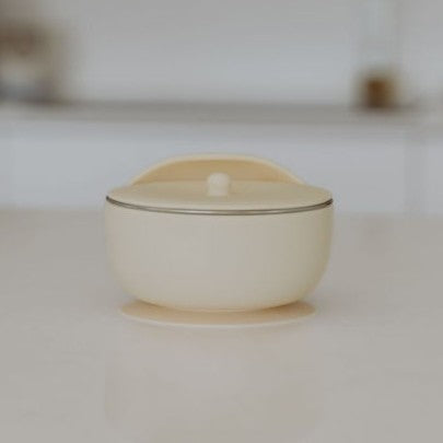 Baby Stainless Steel Suction Bowl with Lid Cream - Ease.Baby