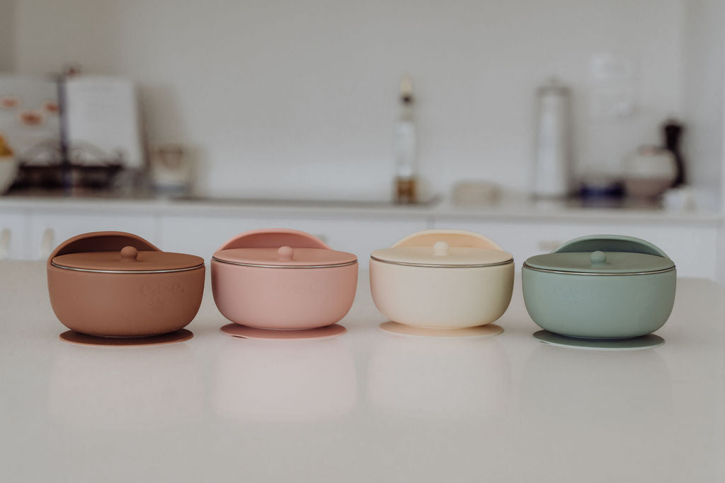 Baby Stainless Steel Suction Bowl with Lid Sage - Ease.Baby