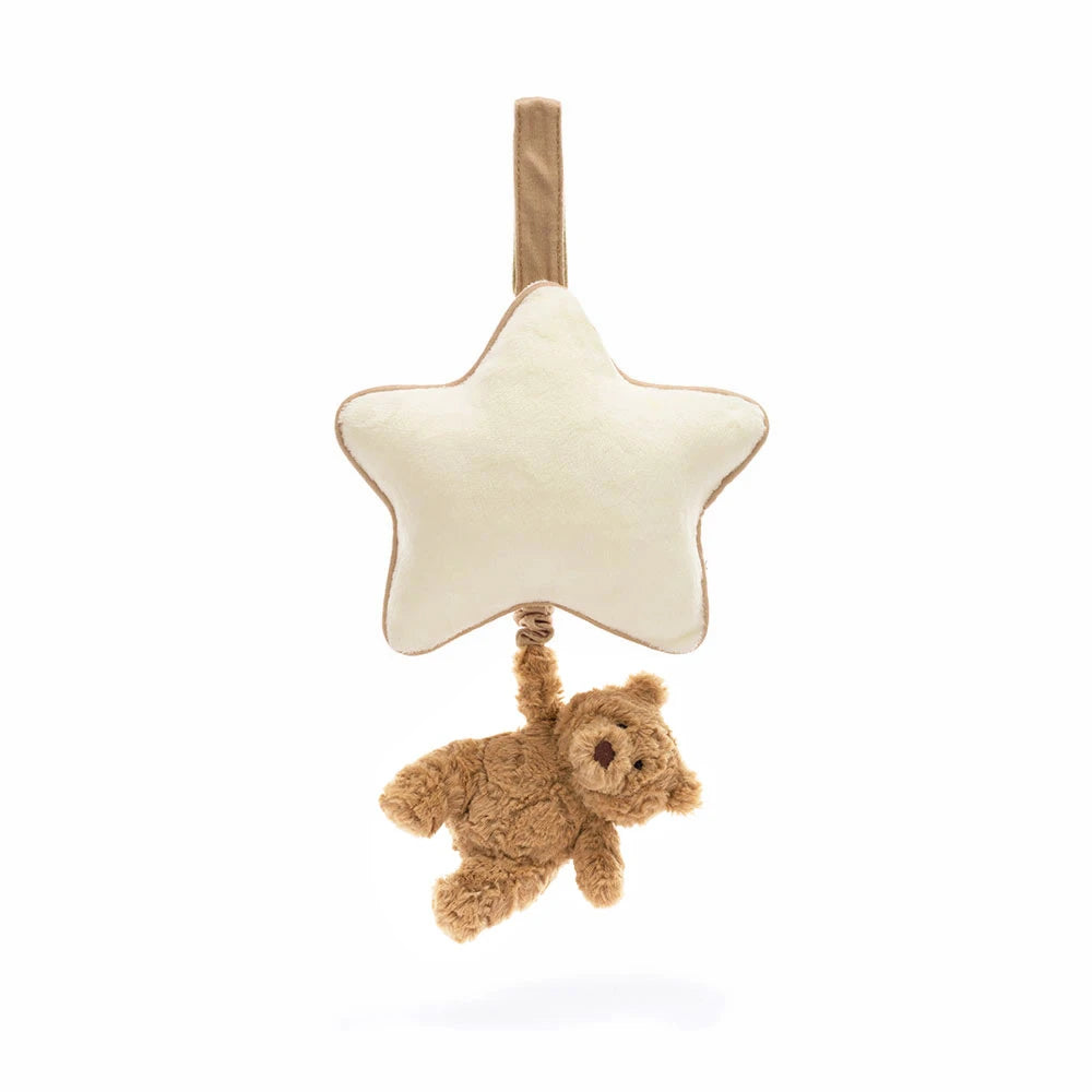 Bartholomew Bear Musical Pull White/Brown 5x18x30cm - Jellycat