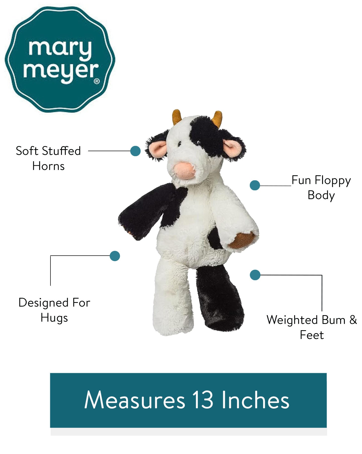 Marshmallow Clyde Cow Medium 33cm Cow - Mary Meyer