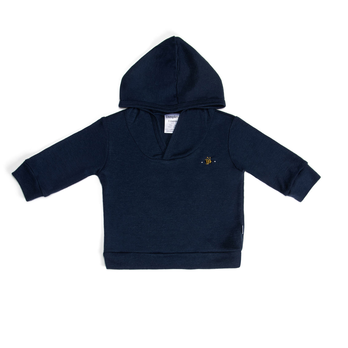 Merino Hoody 12mth Midnight Blue - Dimples
