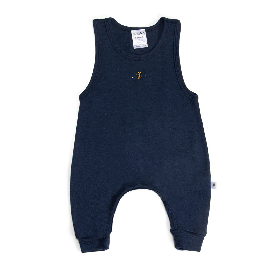 Merino Romper 12mth Midnight Blue - Dimples