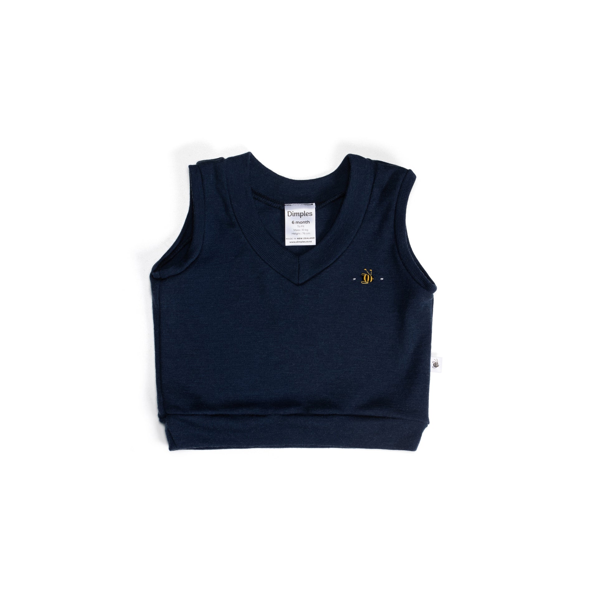 Merino Vest 12mth Midnight Blue - Dimples