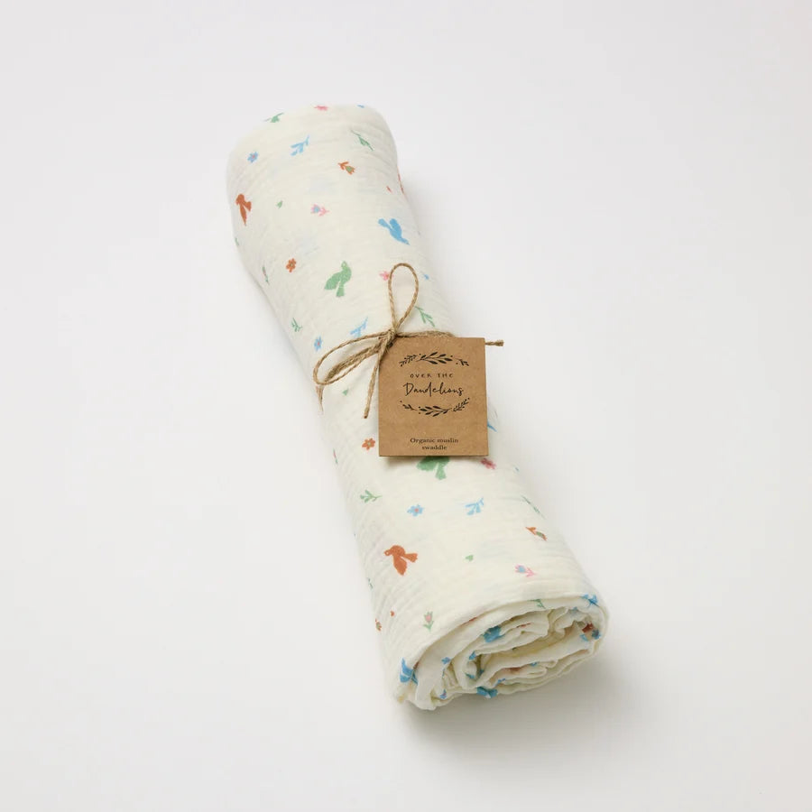Muslin Swaddle Birdsong - Over the Dandelions