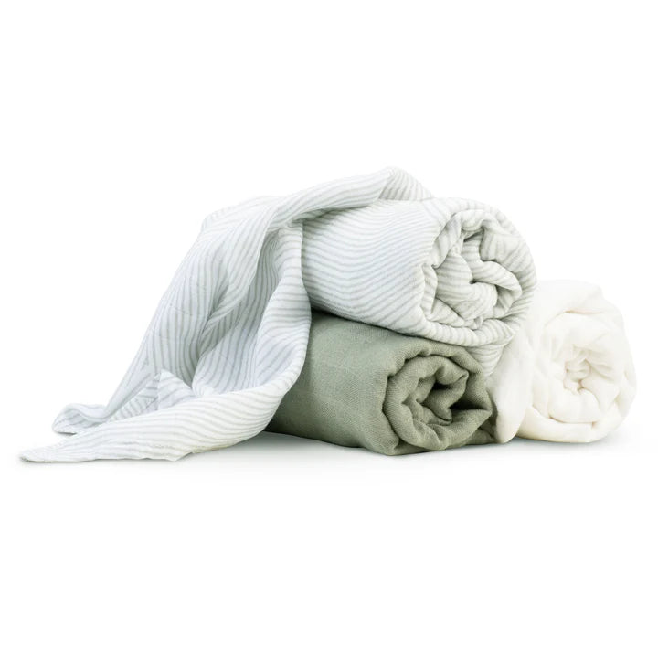 Muslin Wrap 3pk Bayleaf - Little Bamboo