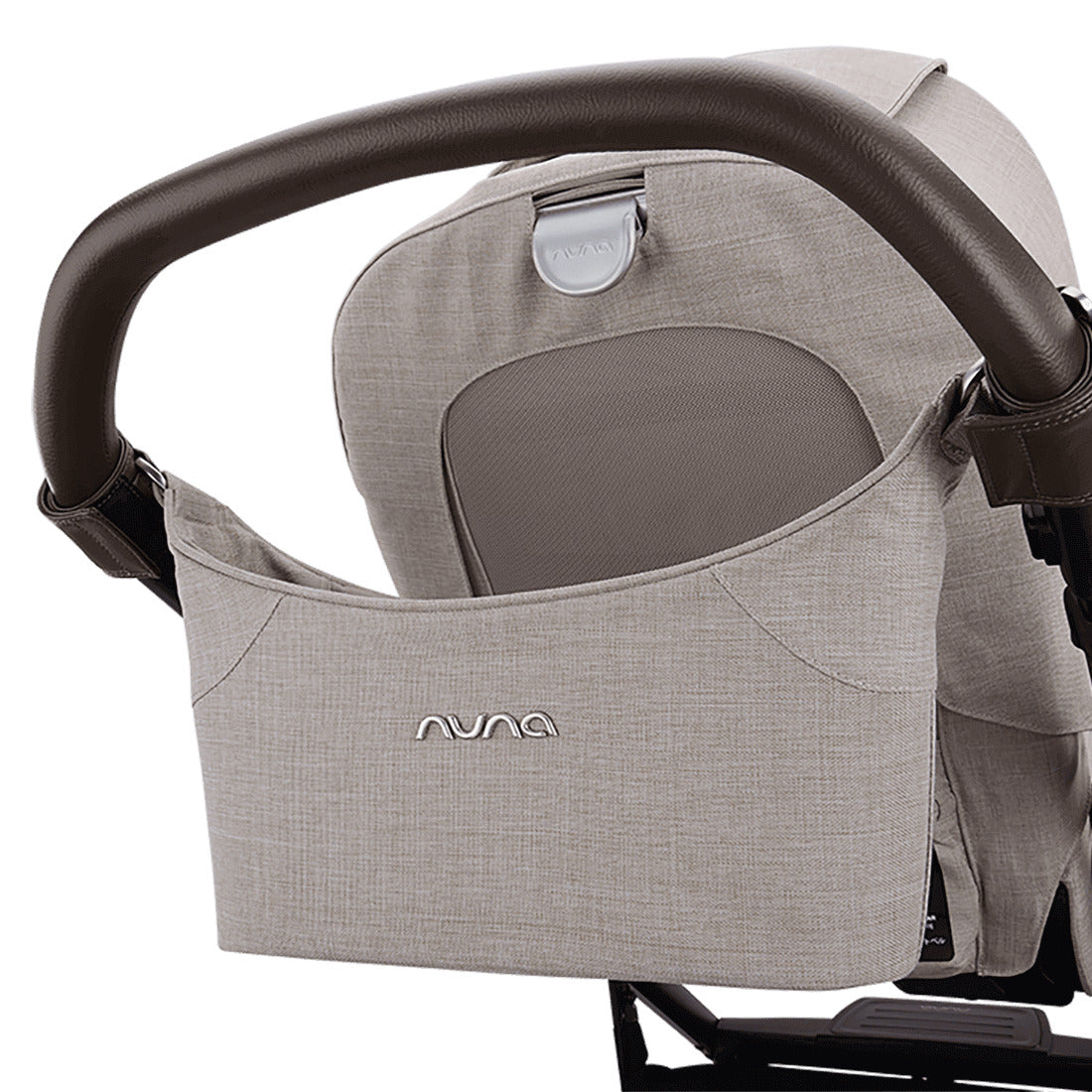 Gray baby car seat with Nuna logo on a white background
