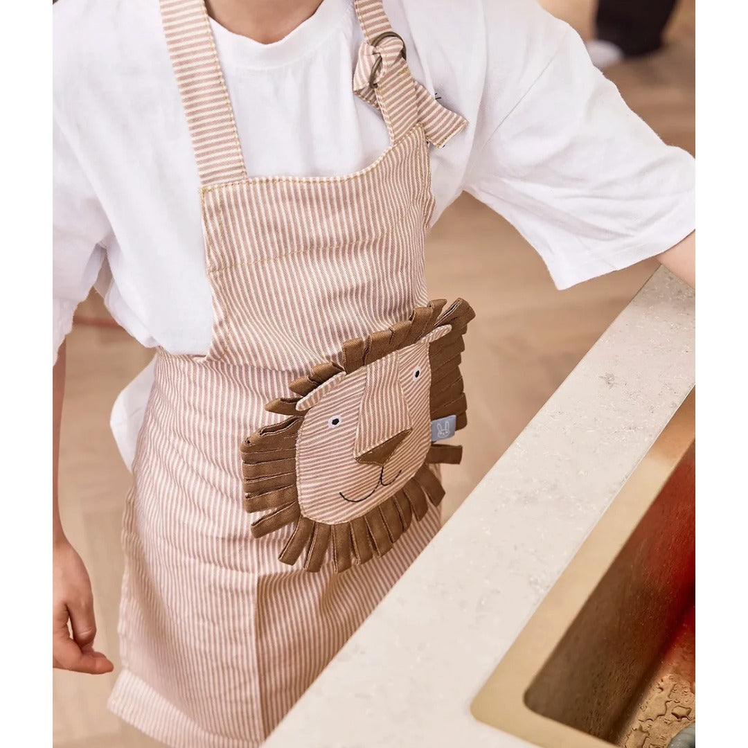 Striped Denim Lion Apron H56 x W44cm - Oyoy