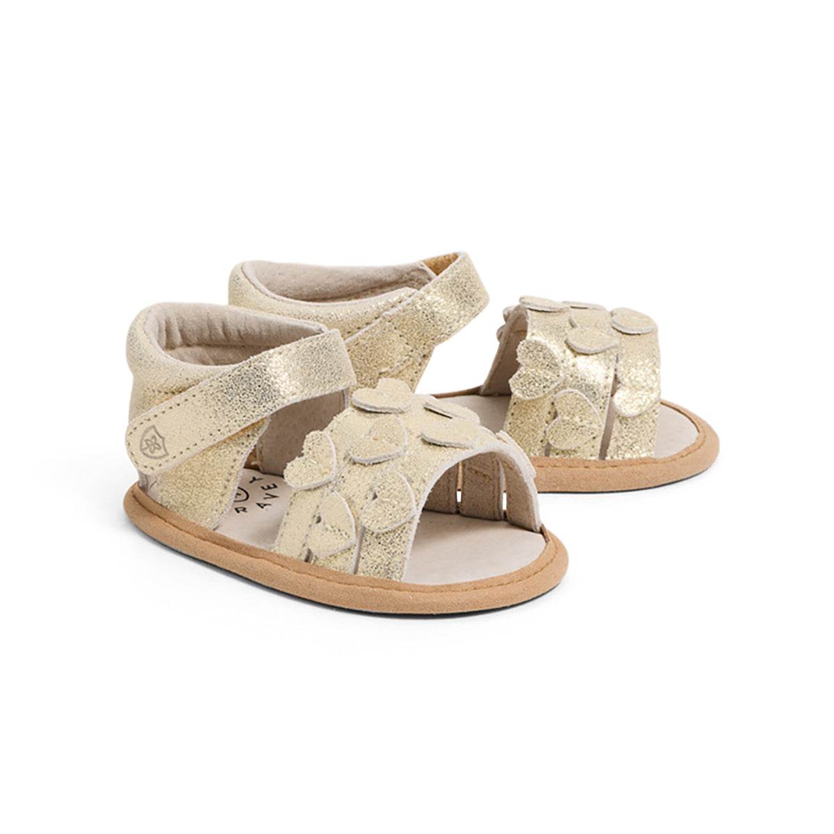 Hearts Sandal L Gold Sparkle - Pretty Brave