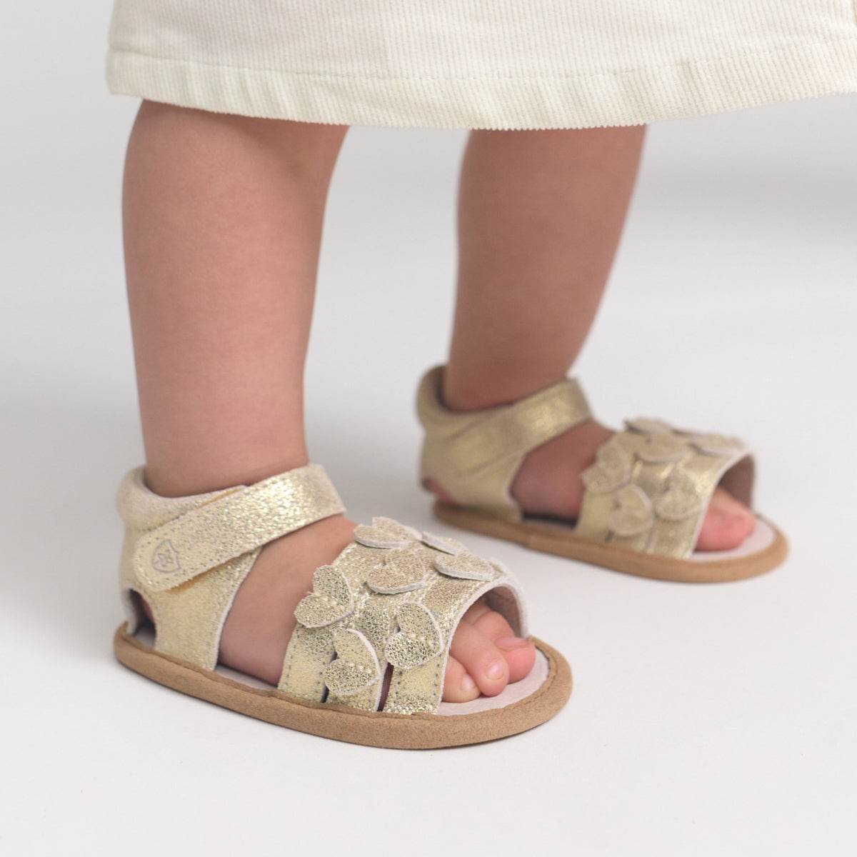 Hearts Sandal L Gold Sparkle - Pretty Brave