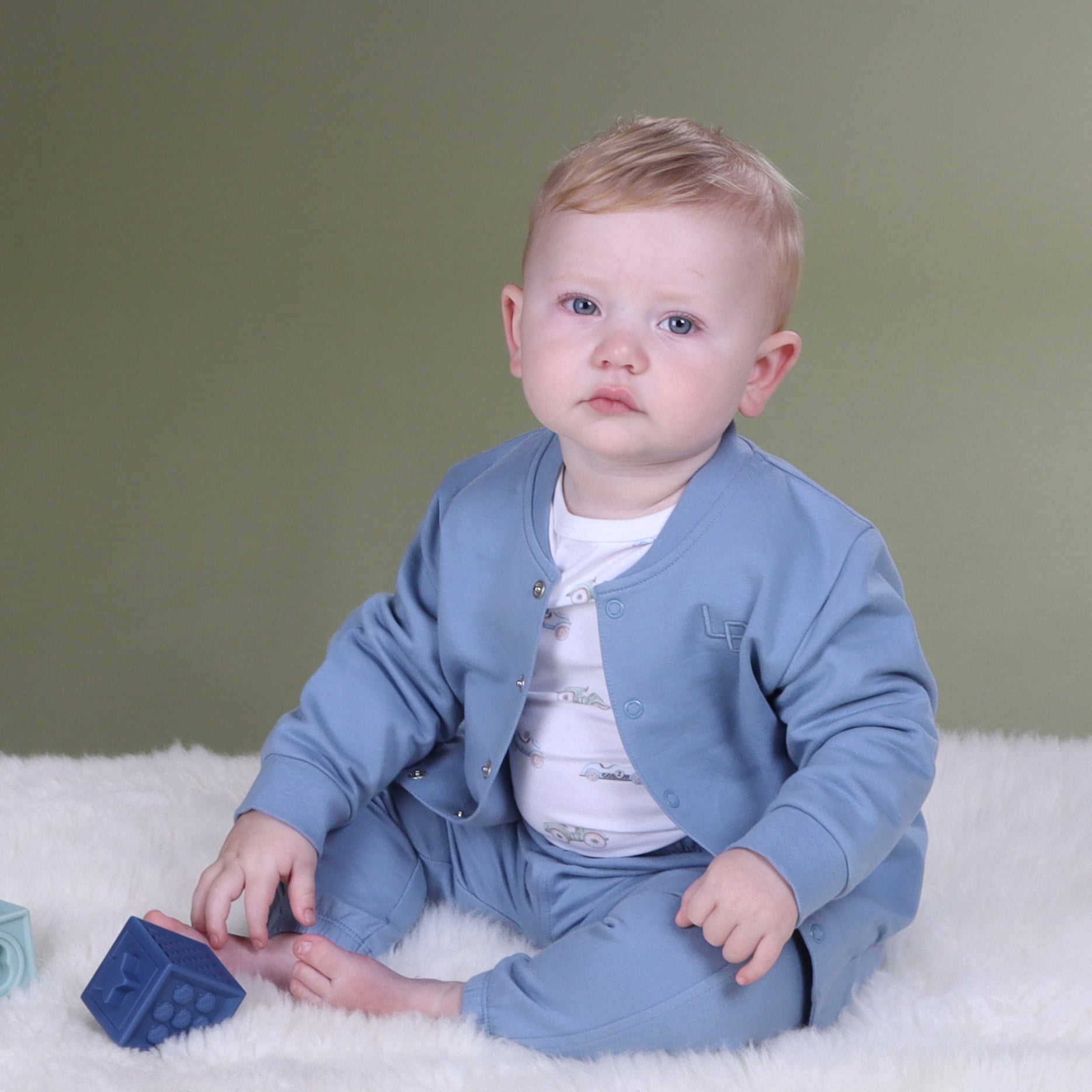Fleece Bomber Jacket 12mth Denim Blue - Little Bee by Dimples