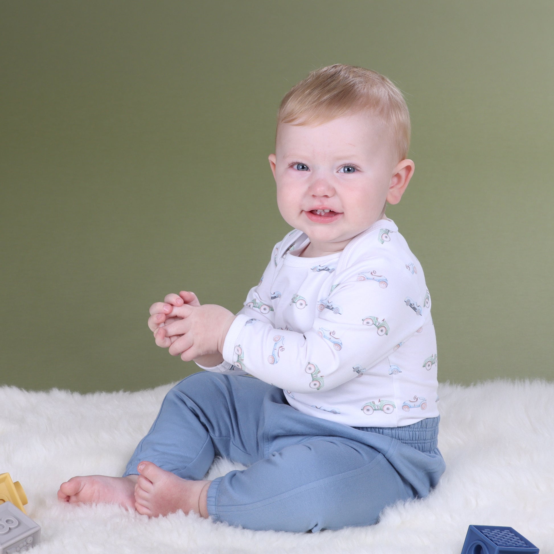 Fleece Track Pants 12mth Denim Blue - Little Bee by Dimples