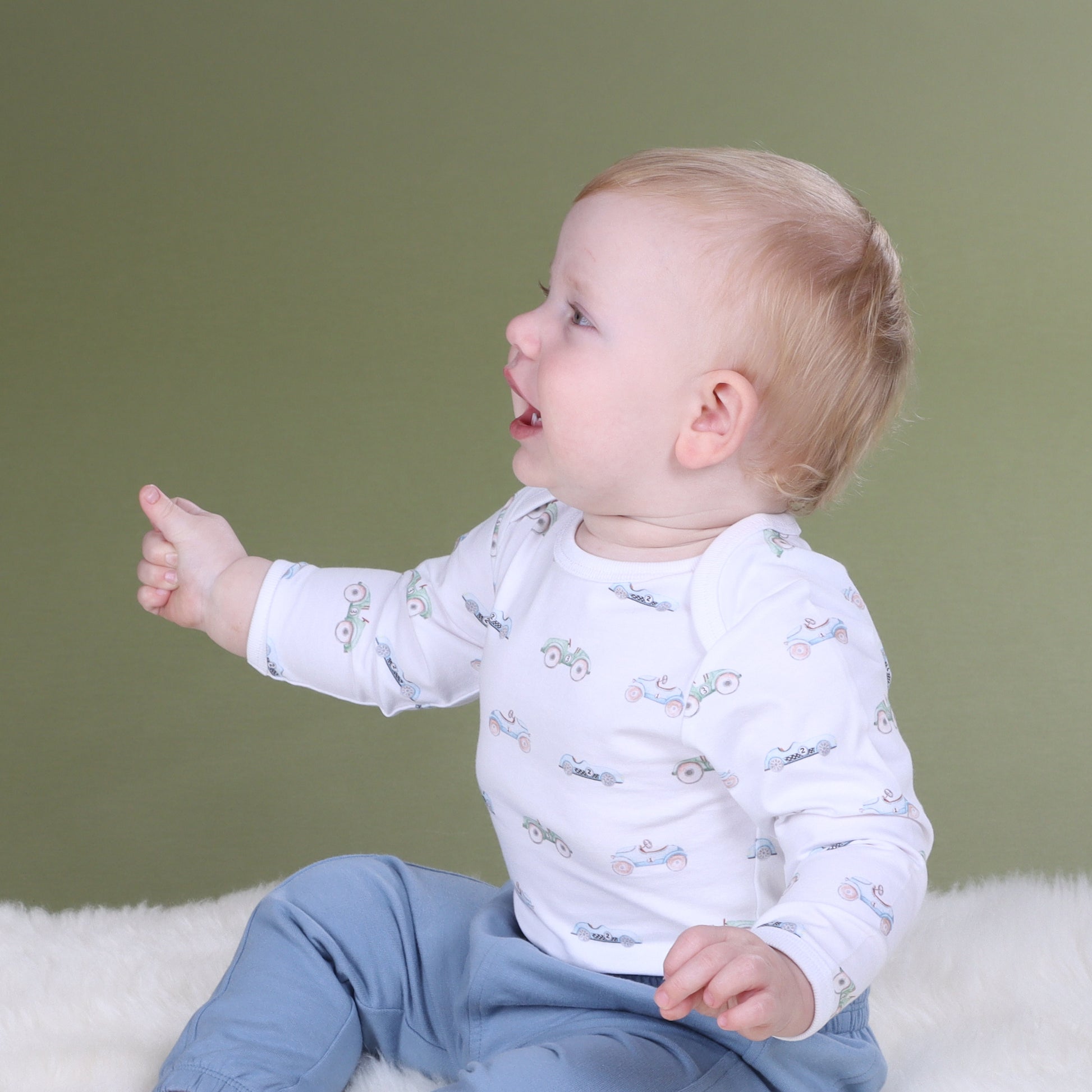 Cotton Long Sleeve Bodysuit 12mth Car - Little Bee by Dimples
