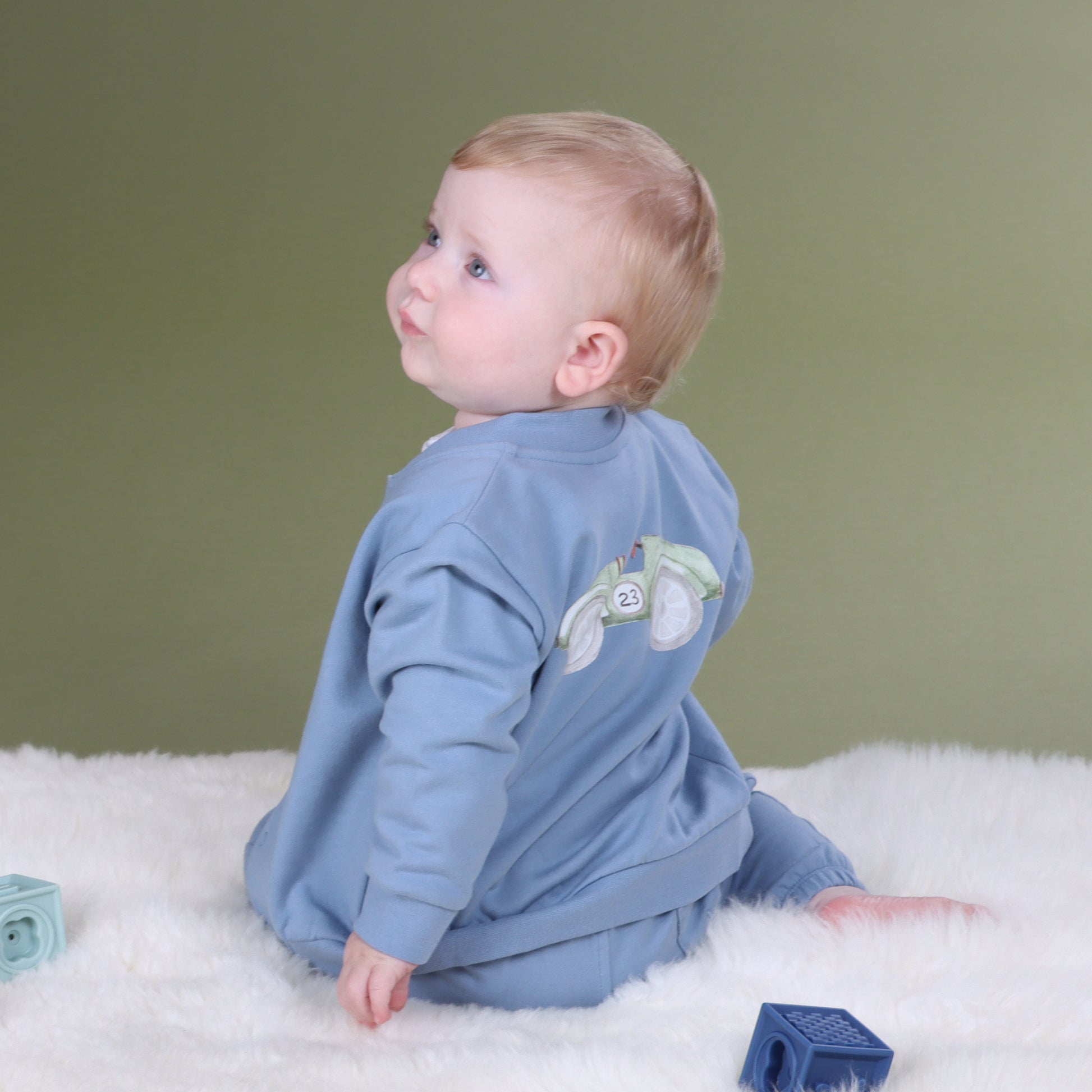 Fleece Bomber Jacket 12mth Denim Blue - Little Bee by Dimples